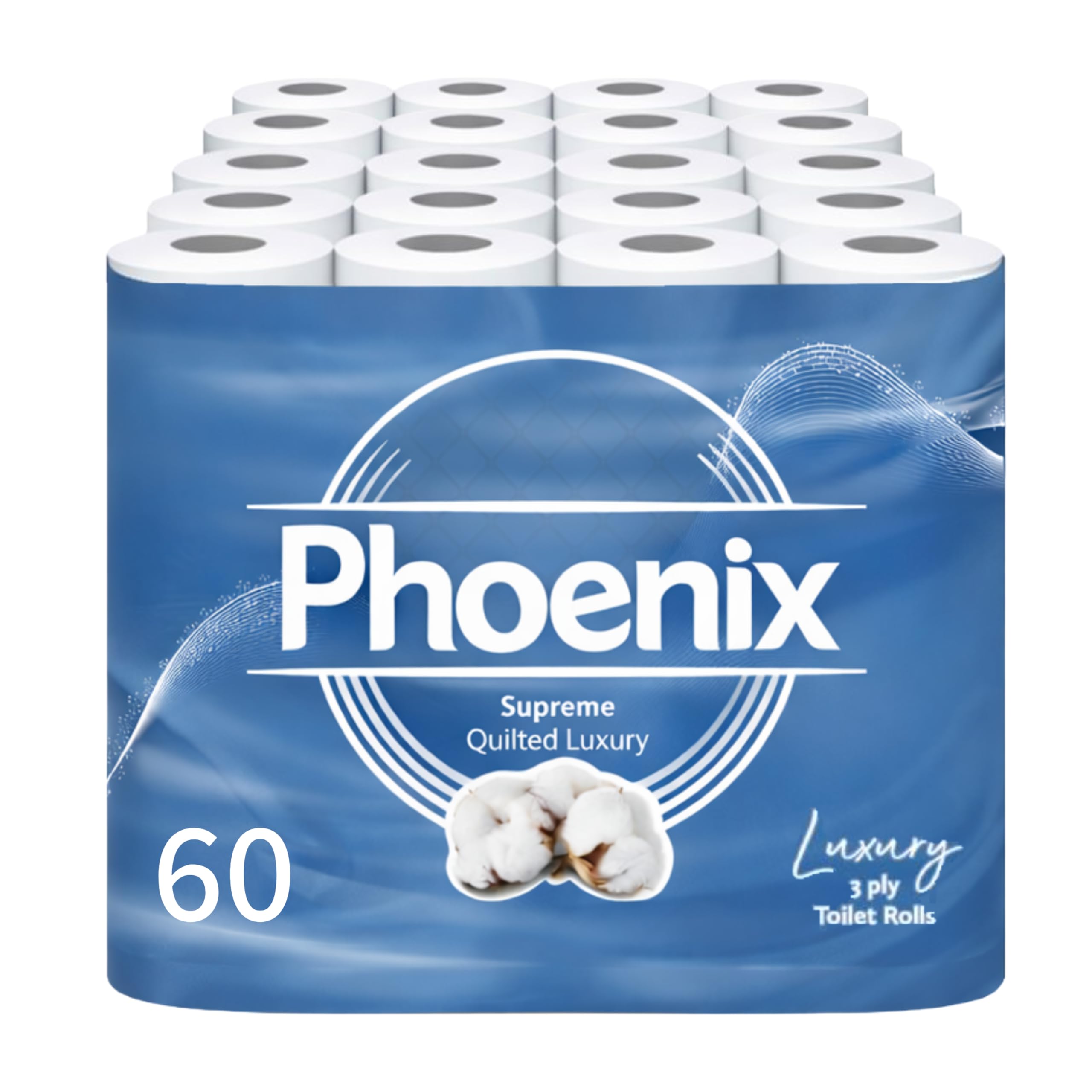 Toilet Rolls – 60 Pack | 3 Ply Supreme Unscented Toilet Paper | Bulk Buy, Soft, Quilted, Sustainably Sourced, Eco- Friendly Luxury Bathroom Tissue