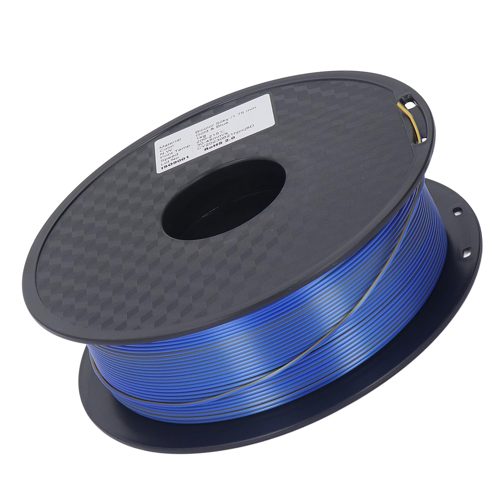 1.75 mm dos colores de seda filamento dorado azul 3d impresión consumible 30 45 mm/s velocidad para diseños exquisitos