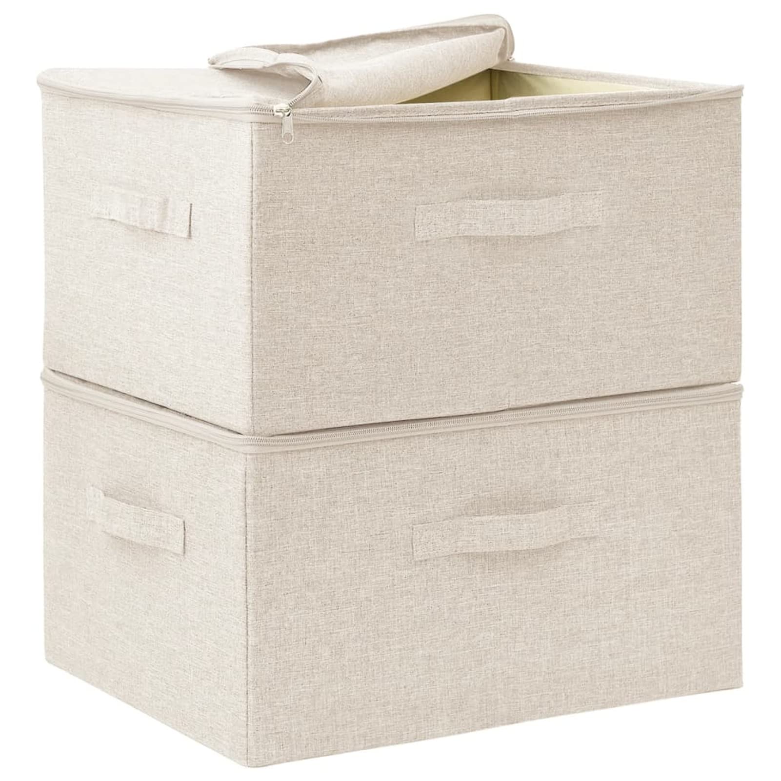 Cajas de almacenaje 2 uds, Organizador Cajones, Cajas Organizadoras, Caja Juguetes Almacenaje, Contenedores De Almacenamiento, Cubo Almacenaje, Tela Crema 43x34x23 cm