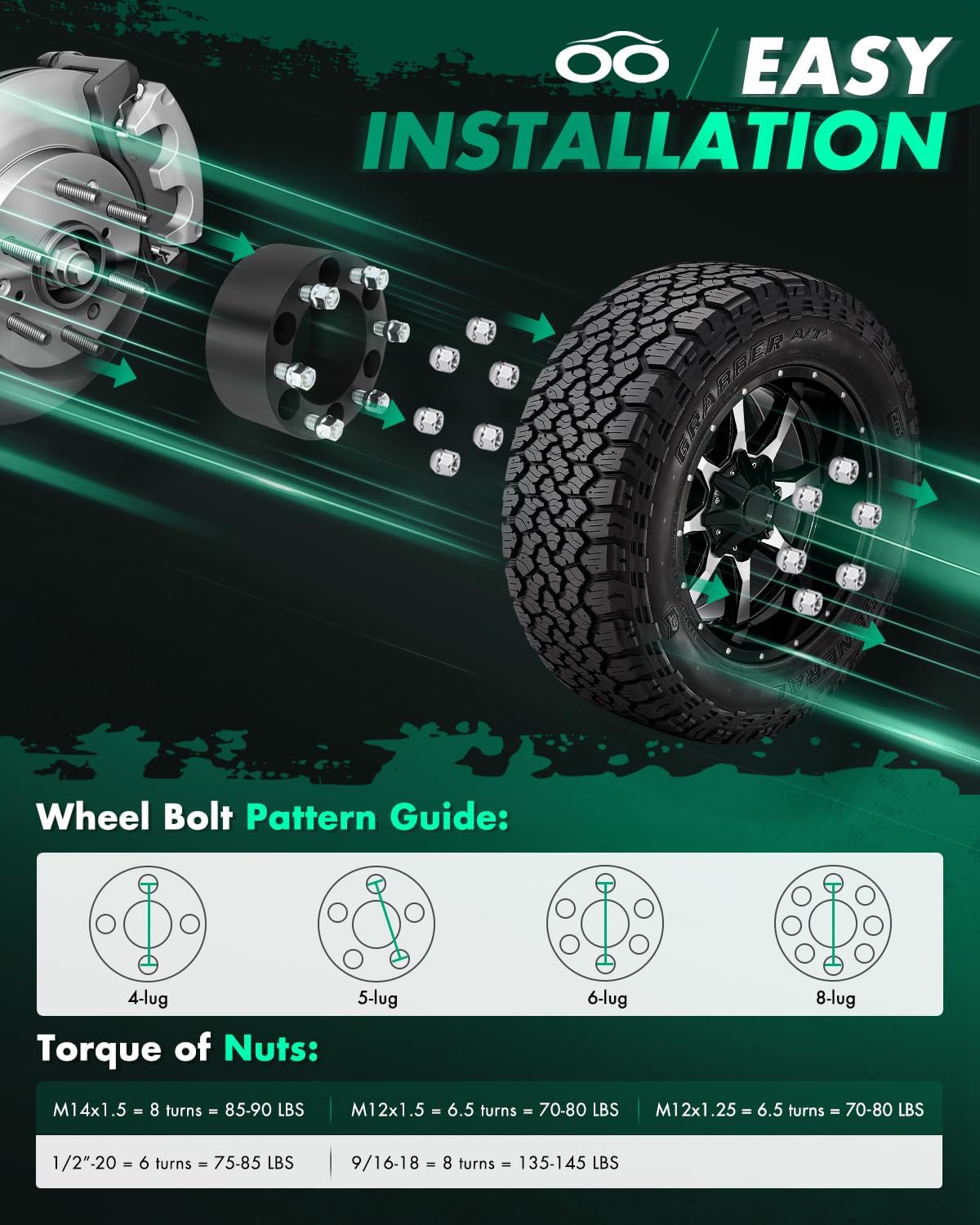 SCITOO 4X 6 Lug Wheel Spacers Adapters 6x5.5 to 6x5.5 14x1.5 108mm 3" Compatible with for K1500 Suburban 1989-2000 for K2500 2010 for Savana 1500