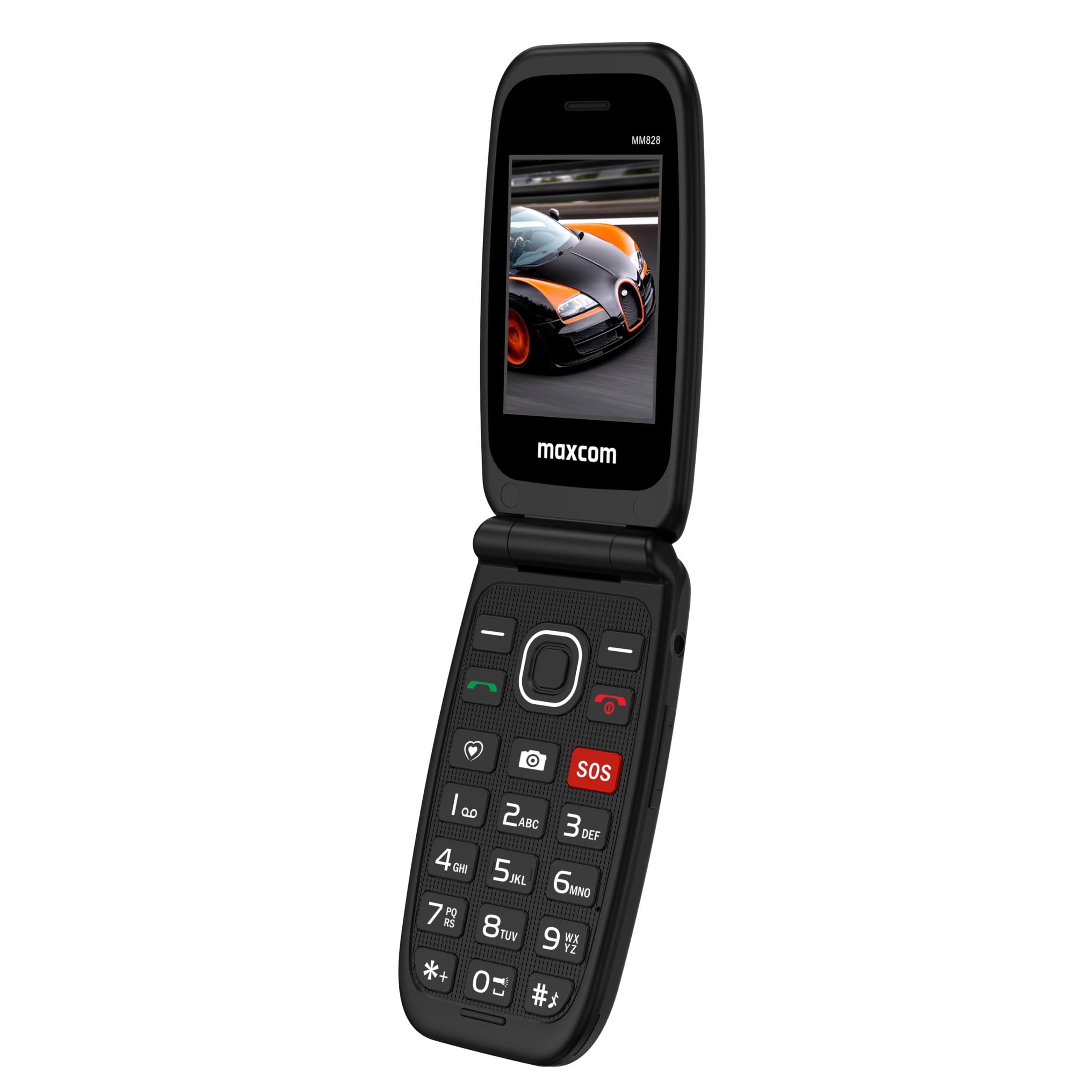 MAXCOM MM828 - Telefono cellulare 4G per anziani con flip cover, tasti e icone grandi, pulsante SOS, 8 contatti di chiamata rapida, chiamata diretta, schermo 2,4", MAXCOM MM828
