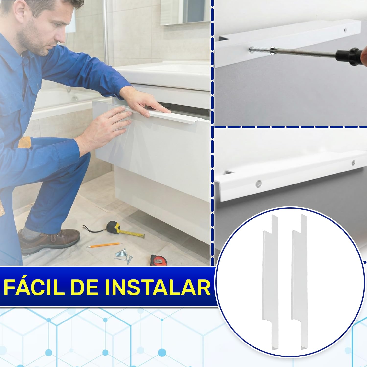 MONTERAL 2 Piezas Ocultos Tiradores Cocina 296 x 41 mm Distancia Entre Orificios Fijación 256 mm - Tiradores Armarios Cocina y Muebles Fabricado en Aluminio con Recubrimiento Anodizado - Color Gris