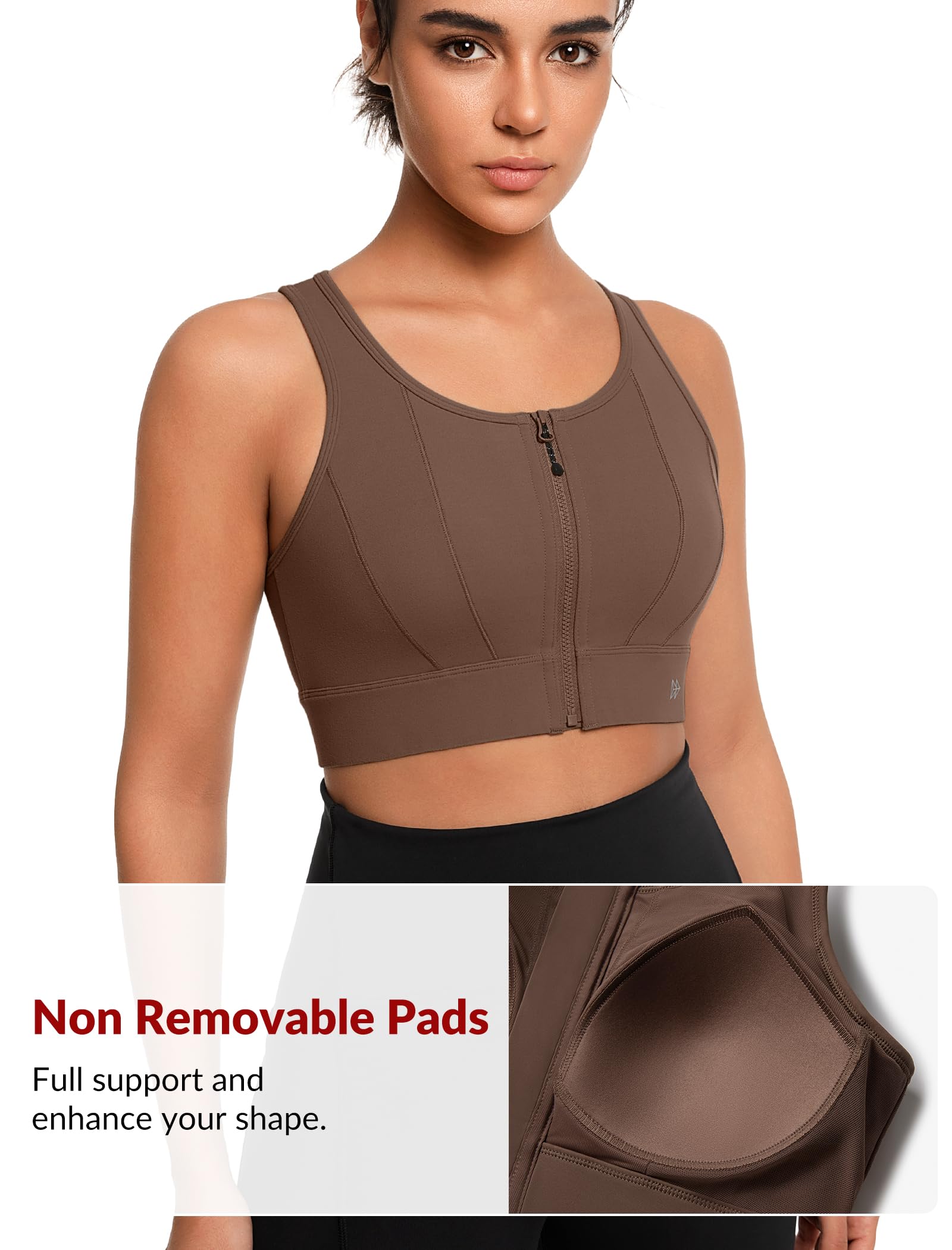Yvette Reggiseno sportivo con chiusura frontale per le donne ad alto supporto grande busto di supporto reggiseno sportivo ad alto impatto per la corsa