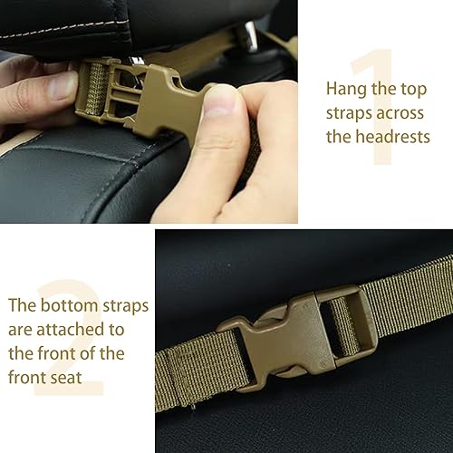 Miniatura 5 de Soporte para rifle para camión, 2 piezas de soporte para armas de asiento trasero con panel táctico Molle, organizador de armas de asiento de