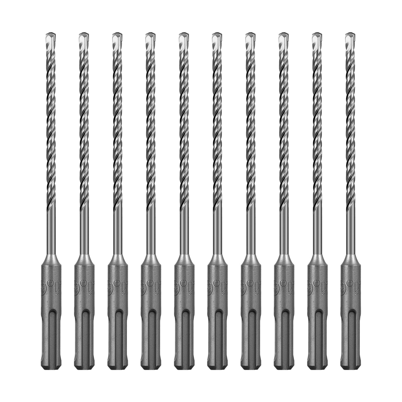 SALI 10PCS SDS Plus Rotary Hammer Drill Bit Kit - Double Thread Tungsten Carbide Tip for Concrete, Brick, Cement Walls, Stone - 5.5mm x 160mm Hammer Drill Bits