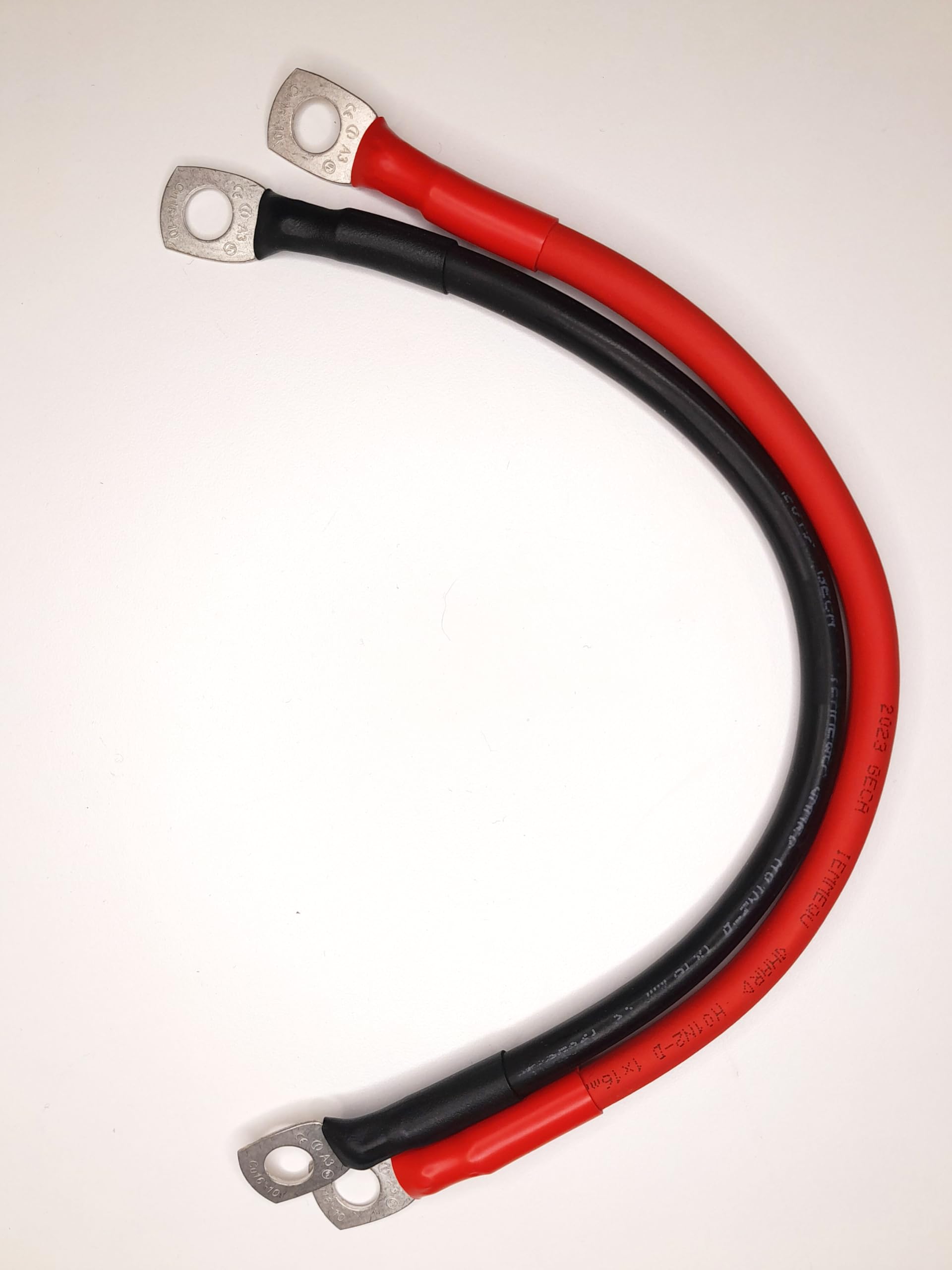 Paire de câbles de batterie - Rouge et noir - 16 mm² (5 AWG) - Systèmes 12 V, 24 V, 48 V (jusqu'à 100 V) - Câble en caoutchouc robuste - Câbles de batterie/onduleur pour véhicules, camping-cars