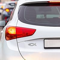 Vista 6 de Needzo Ichthus metálico con calcomanía de cruz para automóvil, accesorio de calcomanía de pez Jesús, emblema religioso para automóvil, 5 pulgadas