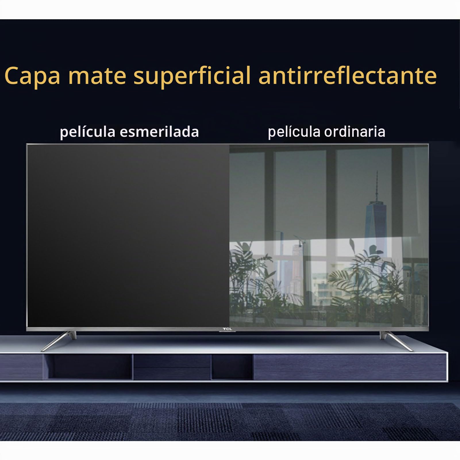 Película Antirreflejo para TV de 65 Pulgadas con Filtro de Luz Azul, Revestimiento Mate para Reducir Reflejos Y Mejorar La Comodidad Visual, Resistente A Los Rayos UV,65in1440x809mm