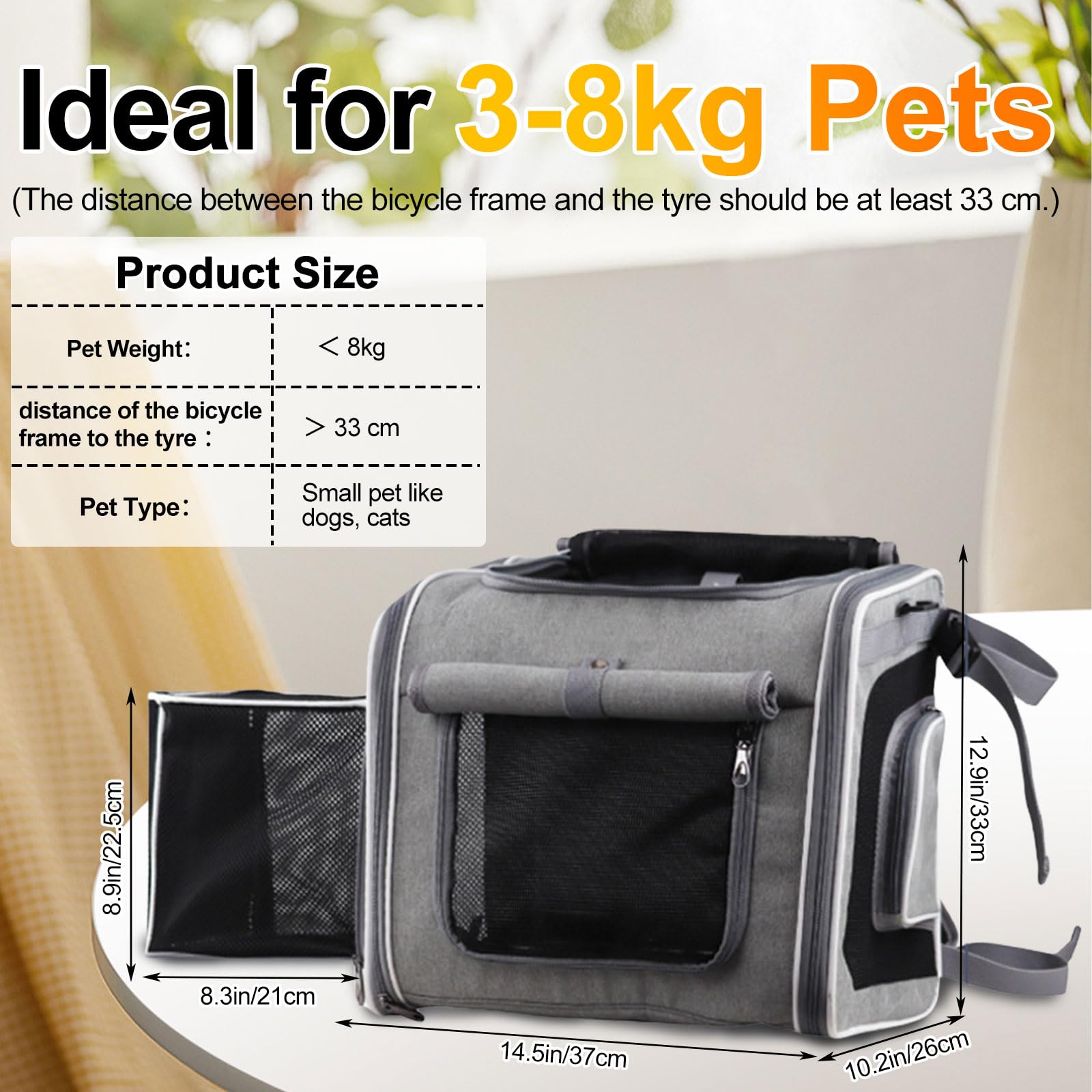Panier de vélo Avant pour Chien, 4 en 1 Panier de vélo pour Petite 4 Portes Ouvertes, 4 fenêtres en Maille, avec Coussin,Imperméable, Idéal Panier Velo pour Petits Chiens, Chats jusqu'à 8KG
