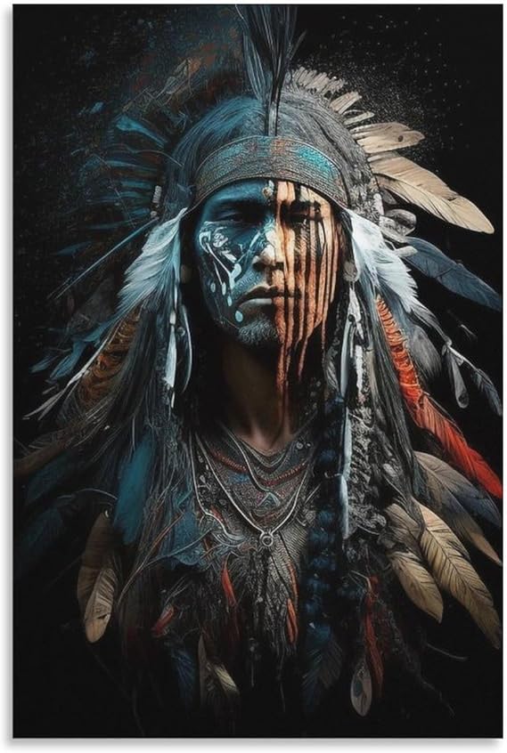 Canvas Art Print Poster Native American Indian Chief
