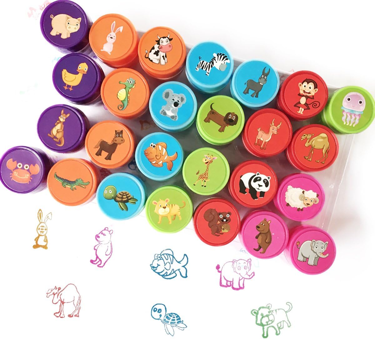 Animals Stamp Set for Kids, Bestele 26 Pcs Rubber Ink Washable Stampers Seal for Children Party Favor,School Prizes,Birthday Gift,Learn Props(26 Animals Stamps)