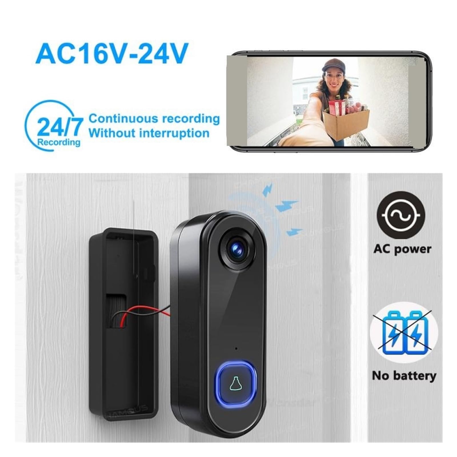 Sistema de Alarma, Alarma Inteligente Timbre Visual Vida Sirena Intercomunicador De Voz Inalámbrico | Video intercom