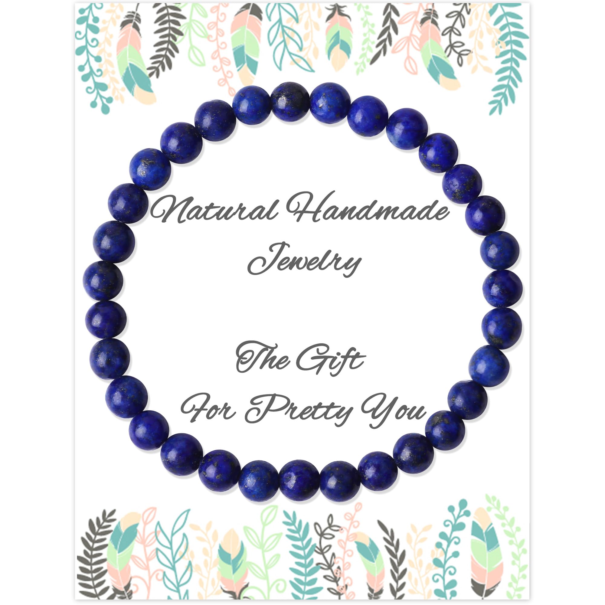 6mm Healing Natural Crystal Bracelet, Round Beads Stones Healing Stretch Bracelets Energy Handmade Crystal Bracelet for Women Men Reiki Chakra Anxiety Birthday Gift