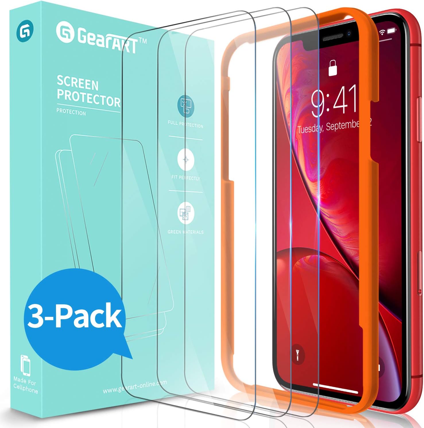 GearArt Screen Protector for iPhone XR [3 Packs], iPhone 11