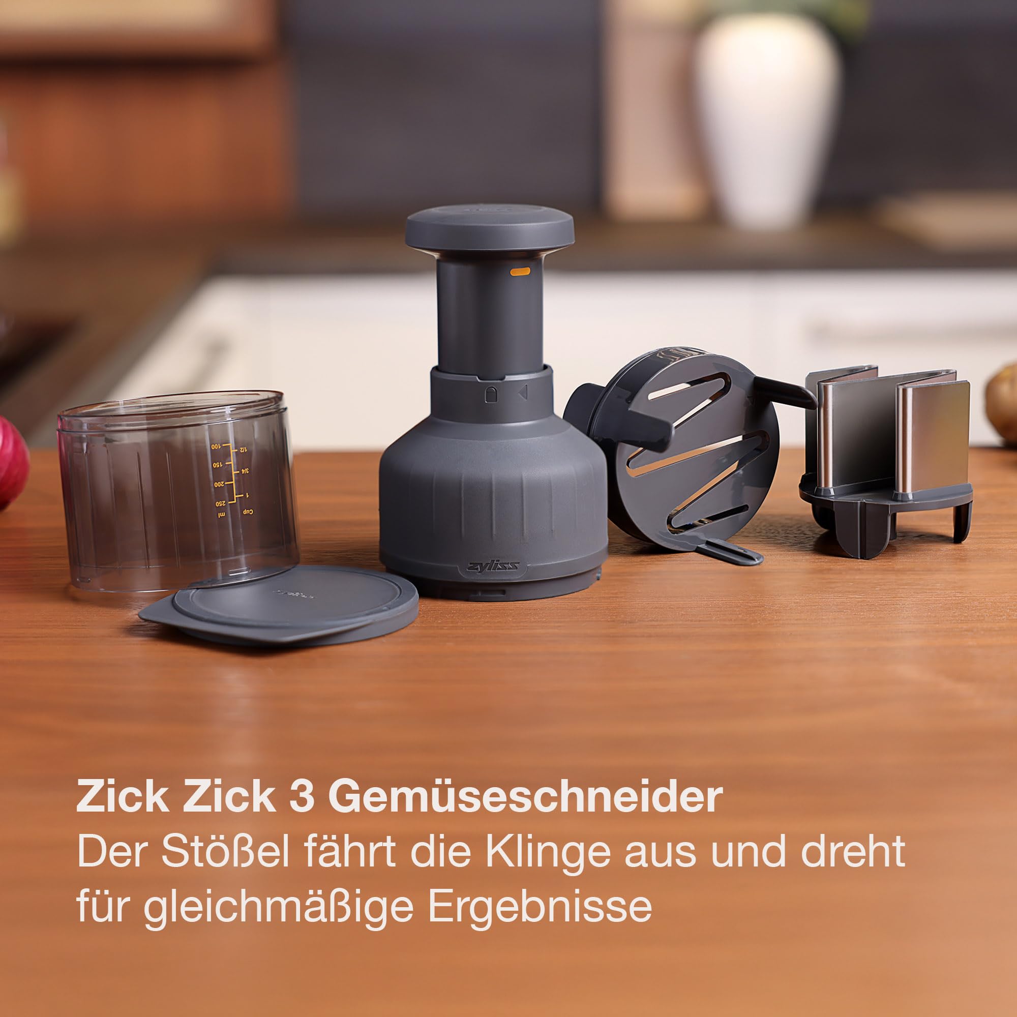 Zyliss Zick Zick 3, Zwiebelhacker Manuell für Zwiebel, Obst, Gemüse & Mehr
