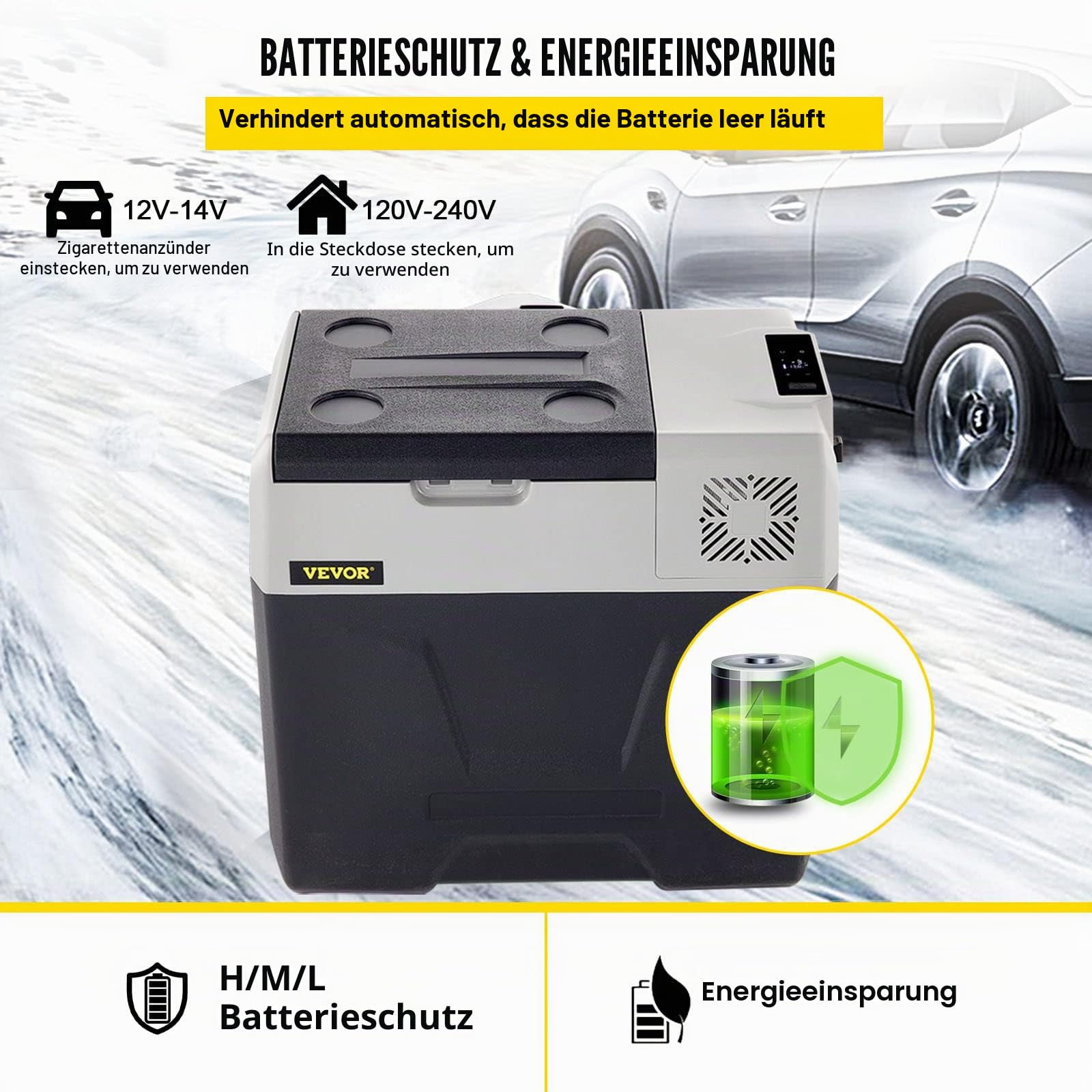 VEVOR Tragbare Thermoelektrische Kühlbox 50 L Reise-Kühlschrank für Auto Tragbare elektrische Reise Auto Mini Kühlschrank für Getränke mit LCD