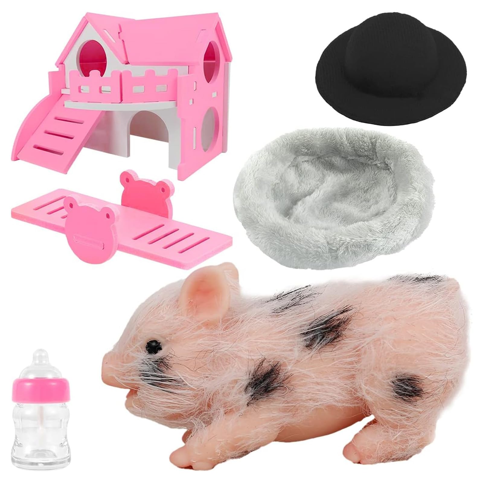 Eummy Silicone Mini Animals Pig Set, 5 Inch Toys for Girls & Boys, Realistic Cute Baby Piggy Doll Soft Body, Item for Kids, Her, Birthday, Christmas Stocking Stuffers