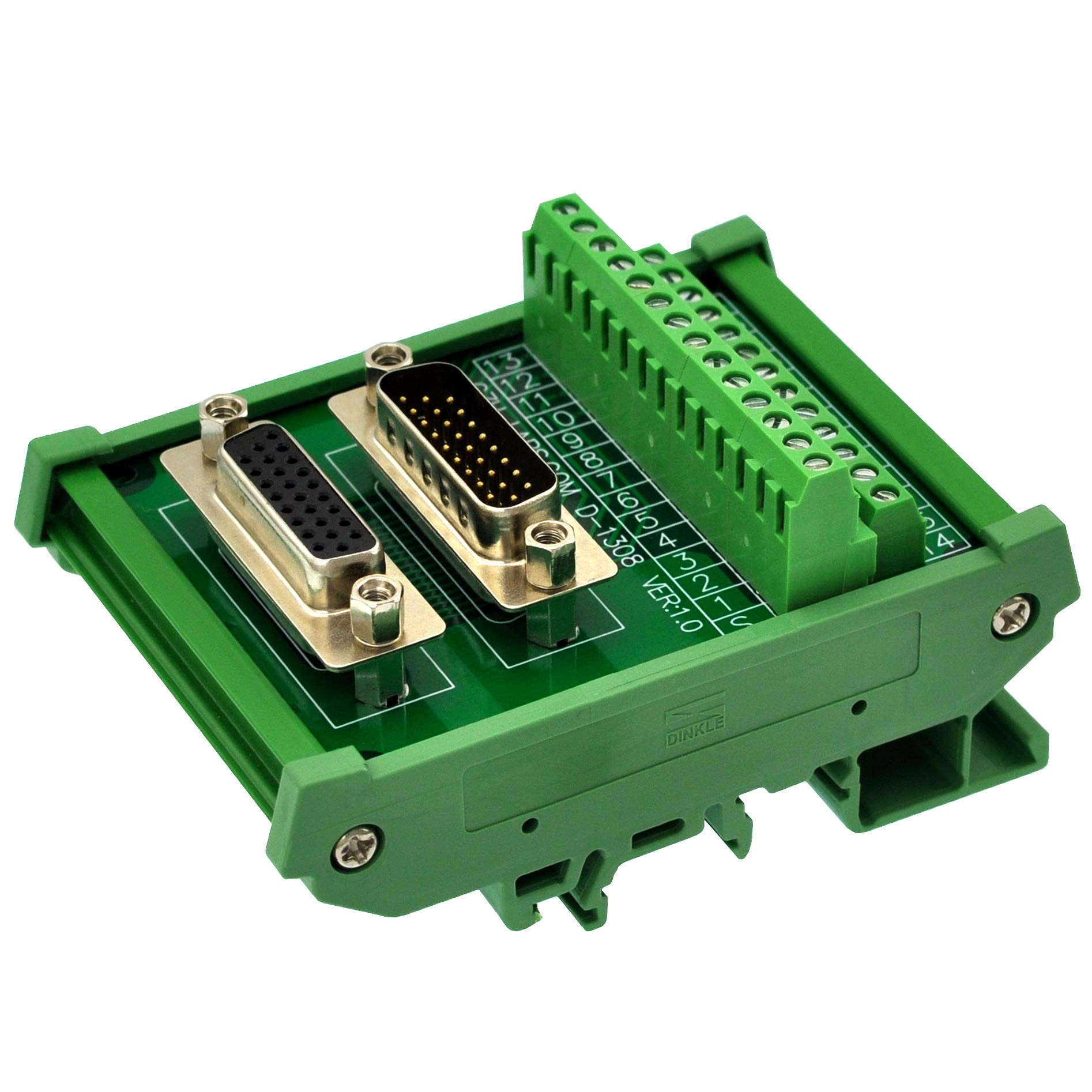 CZH-LABSDIN Rail Mount DSUB DB26HD Male/Female Header Interface Module, D-SUB Breakout Board.