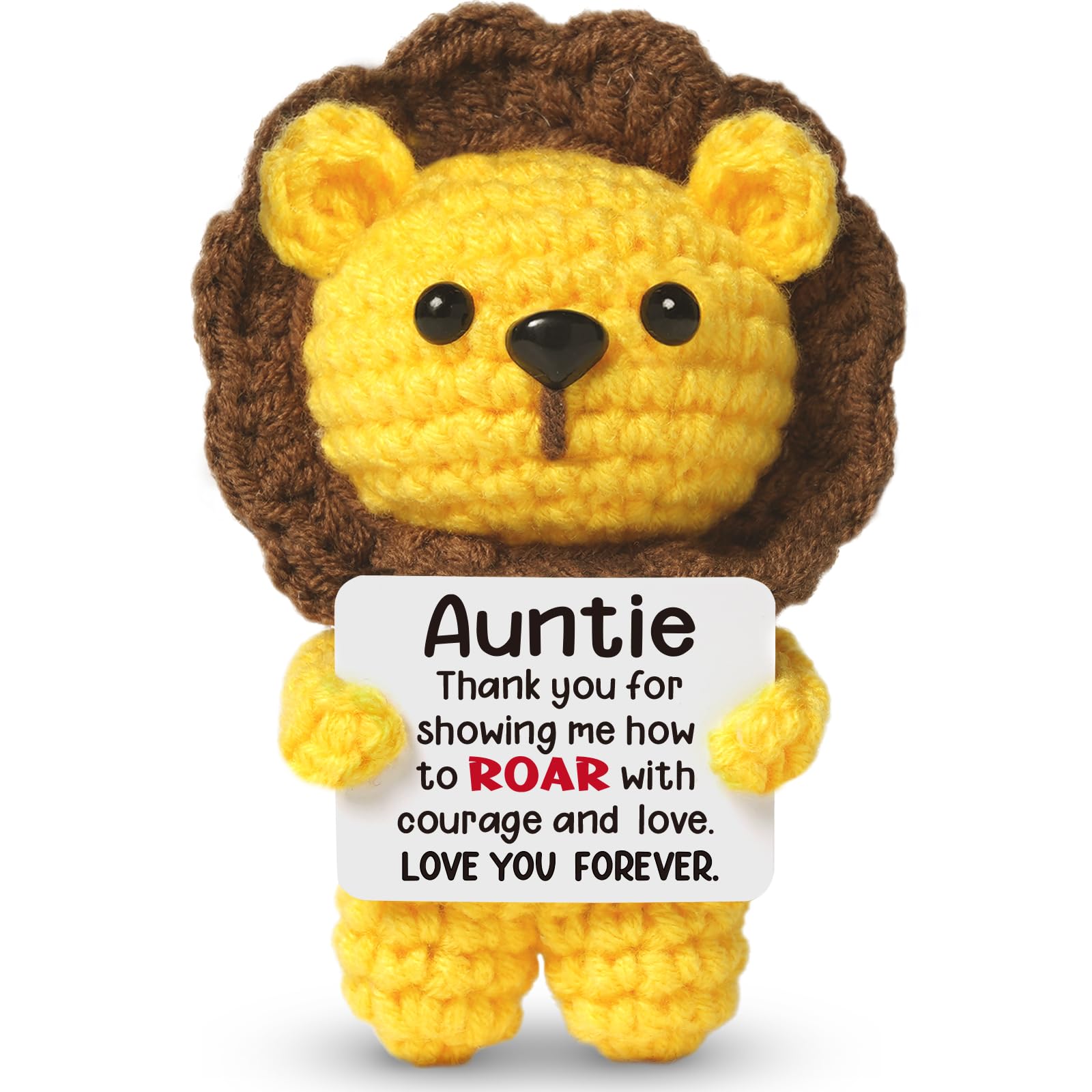 Sayregifty Auntie Gifts from Niece/Nephew, Cute Handmade Emotional Crochet Lion Stuffed Animal Plush, Christmas Thanksgiving Birthday Gifts for Auntie, Gift for Aunt Women — image 1