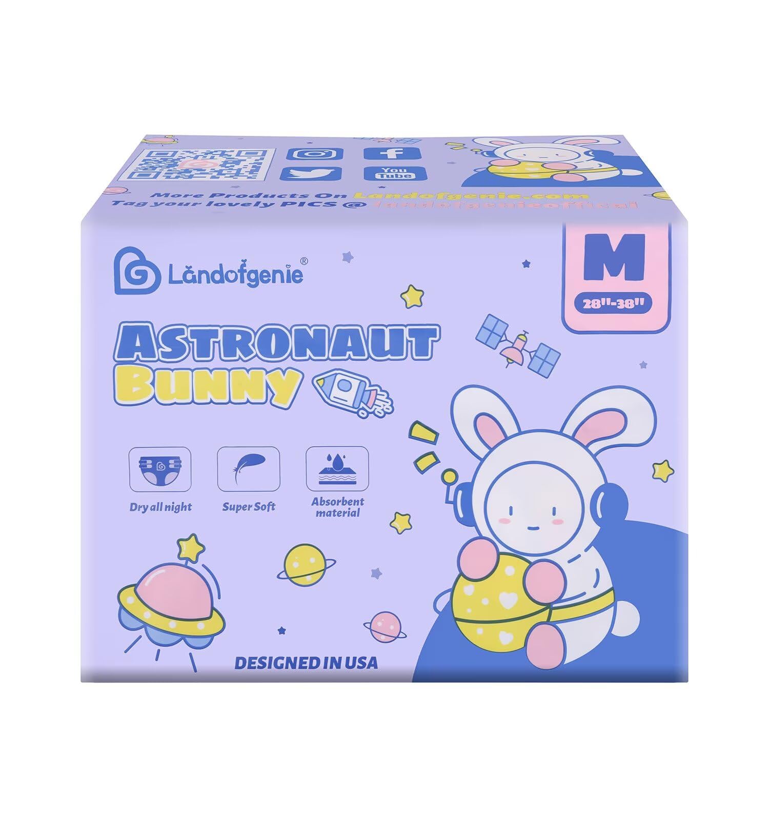 Landofgenie Erwachsene Windeln Gedruckte Windel Unterwäsche Mittlere Overnight Erwachsene Baby Nachtwindeln Mit Tabs 10 Stücke (Medium 28"-38")