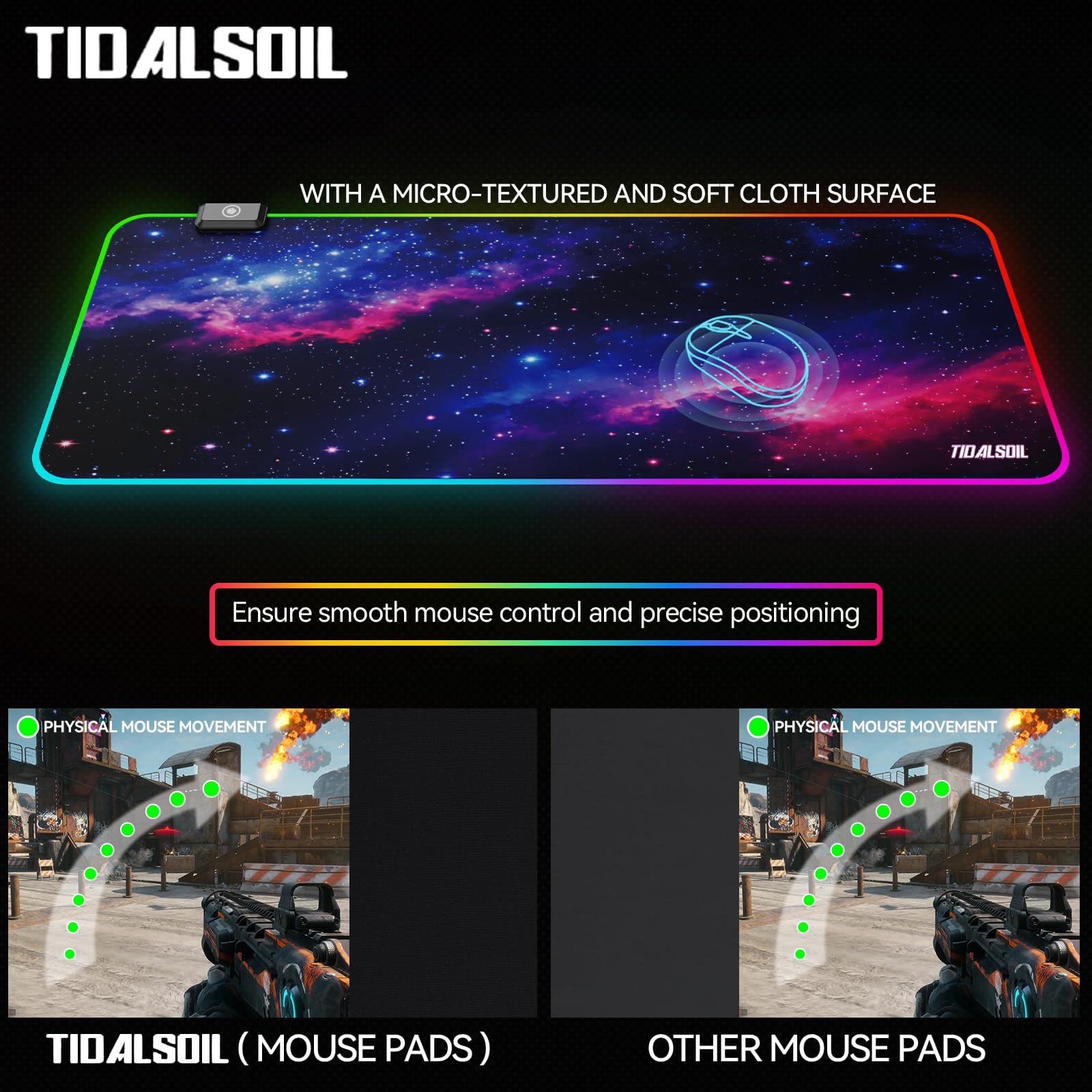 Alfombrilla de ratón RGB para juegos