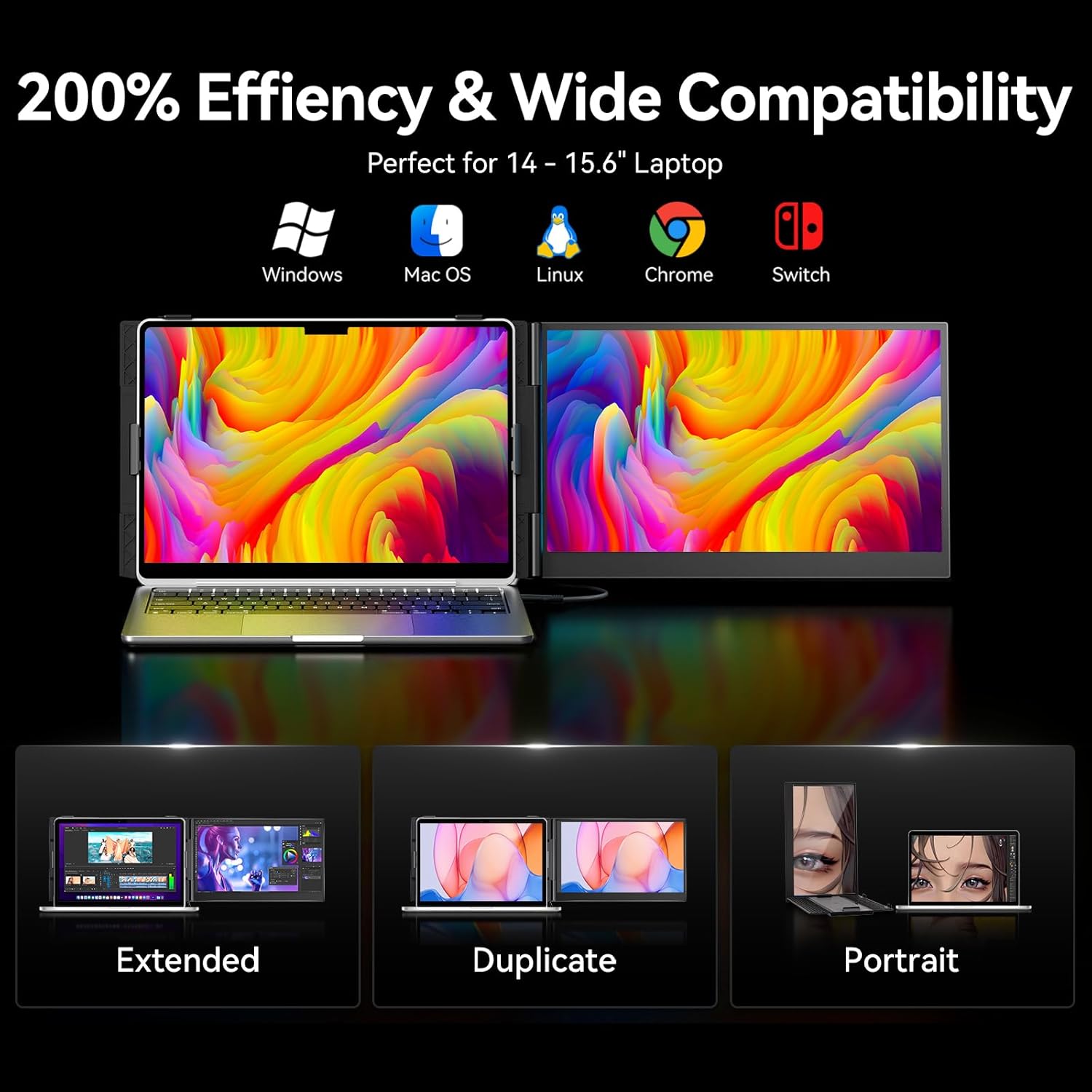 Is the DZVW 14” Laptop Screen Extender the Best Ultra-Light Portable Monitor of 2025? 3 DZVW portable monitor showing dual screen setup for productivity