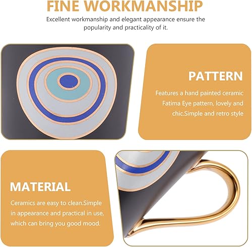 Miniatura 6 de Taza de café con diseño de ojo turco, taza de cerámica con asa para el hogar, oficina, cafetería, restaurante, viajes, tienda, café expreso