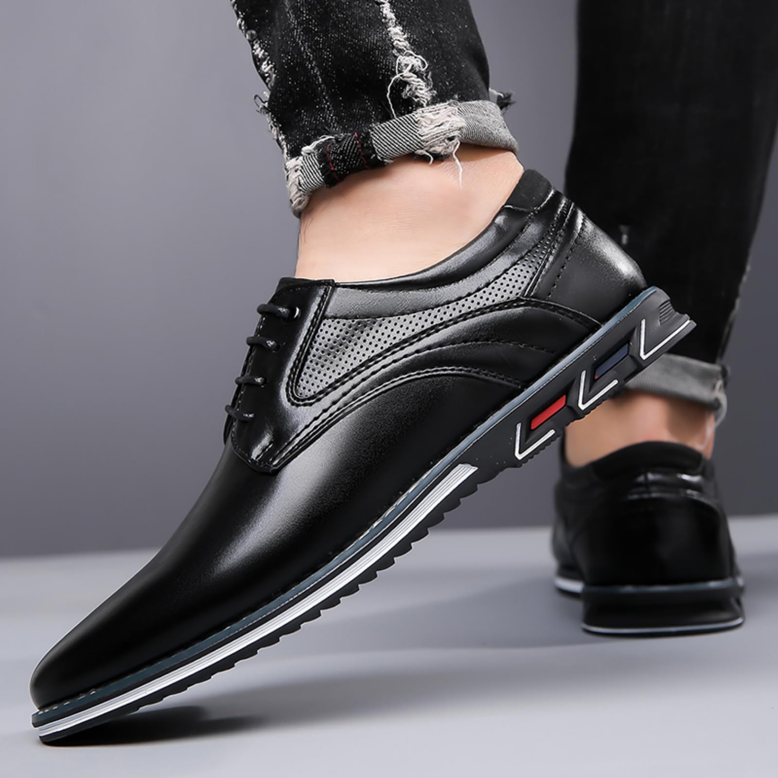 Chaussures Oxfords et Derbies pour Hommes en Cuir Véritable Léger Durable Élégant et Confortable pour Mariage Bureau et Ville