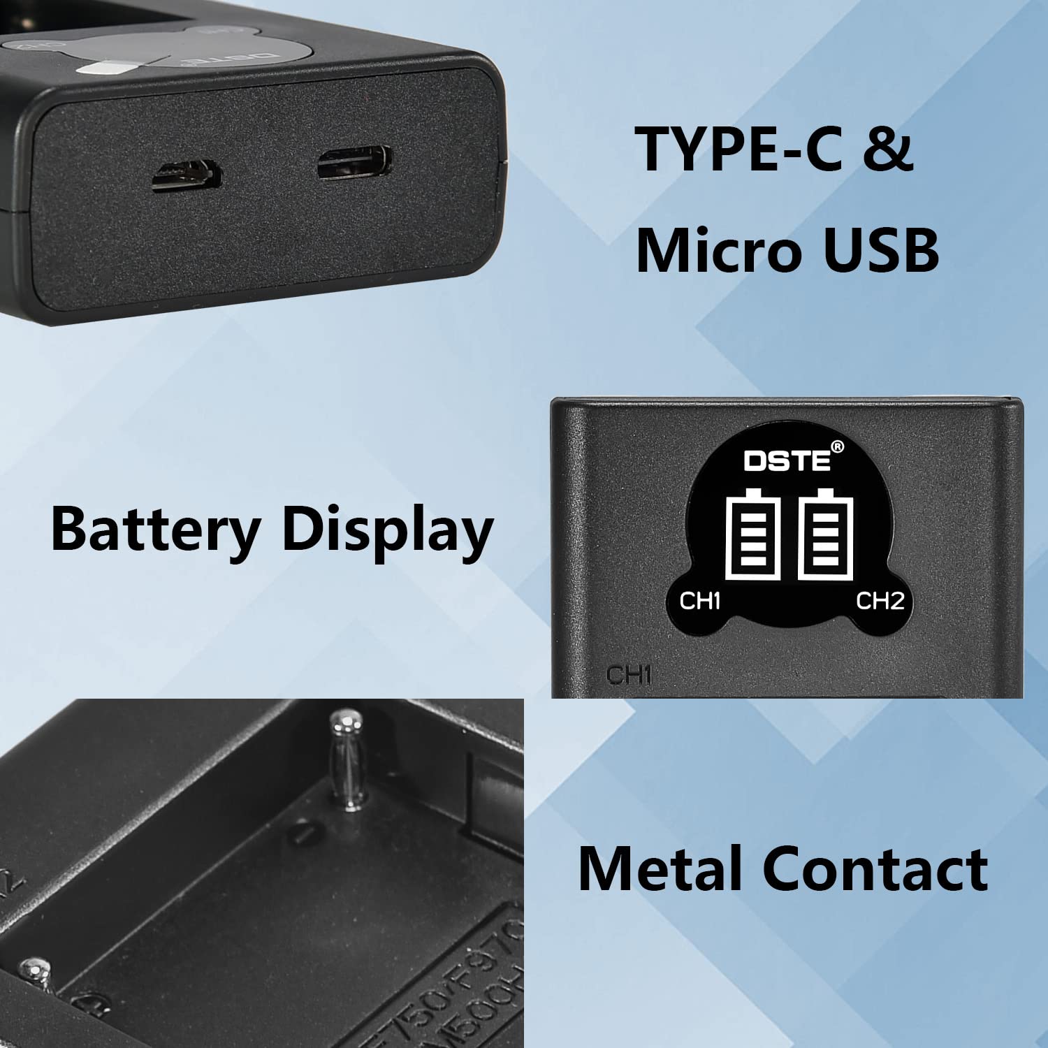 DSTE NP-F Battery USB Dual Quick Charger (npf Battery Charger