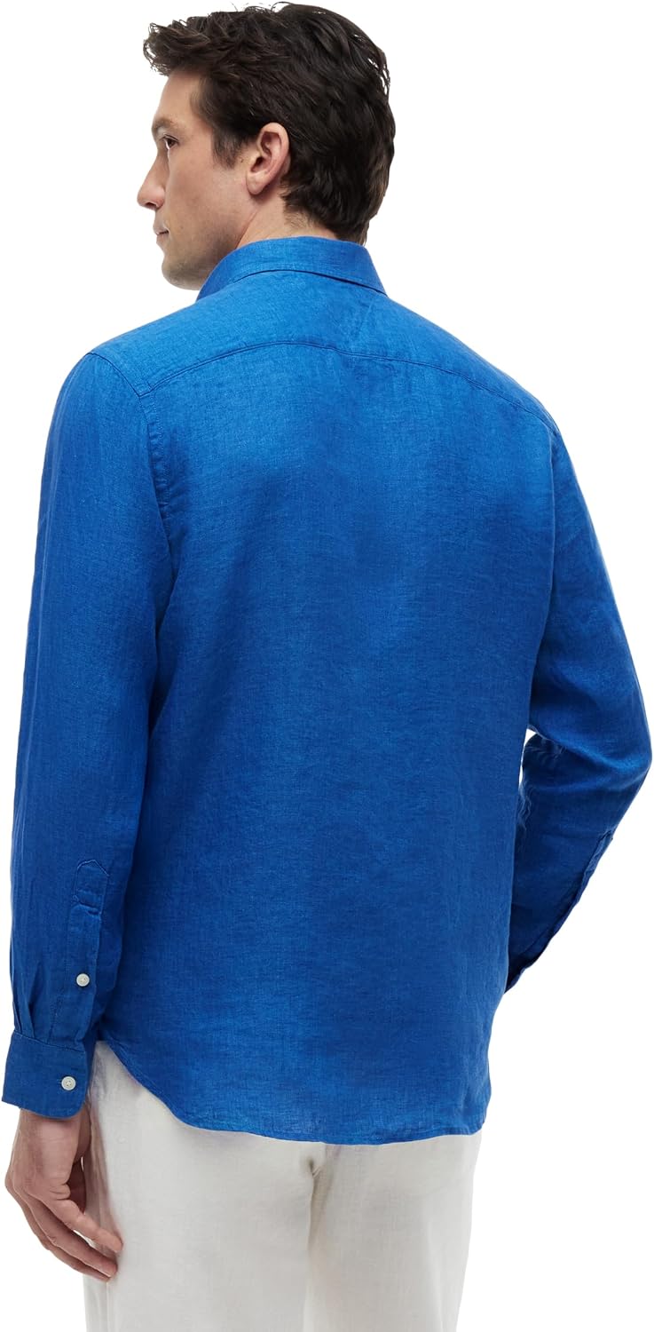 Tommy Hilfiger Men's Long Sleeve Casual Linen Button Down Shirts in Regular Fit