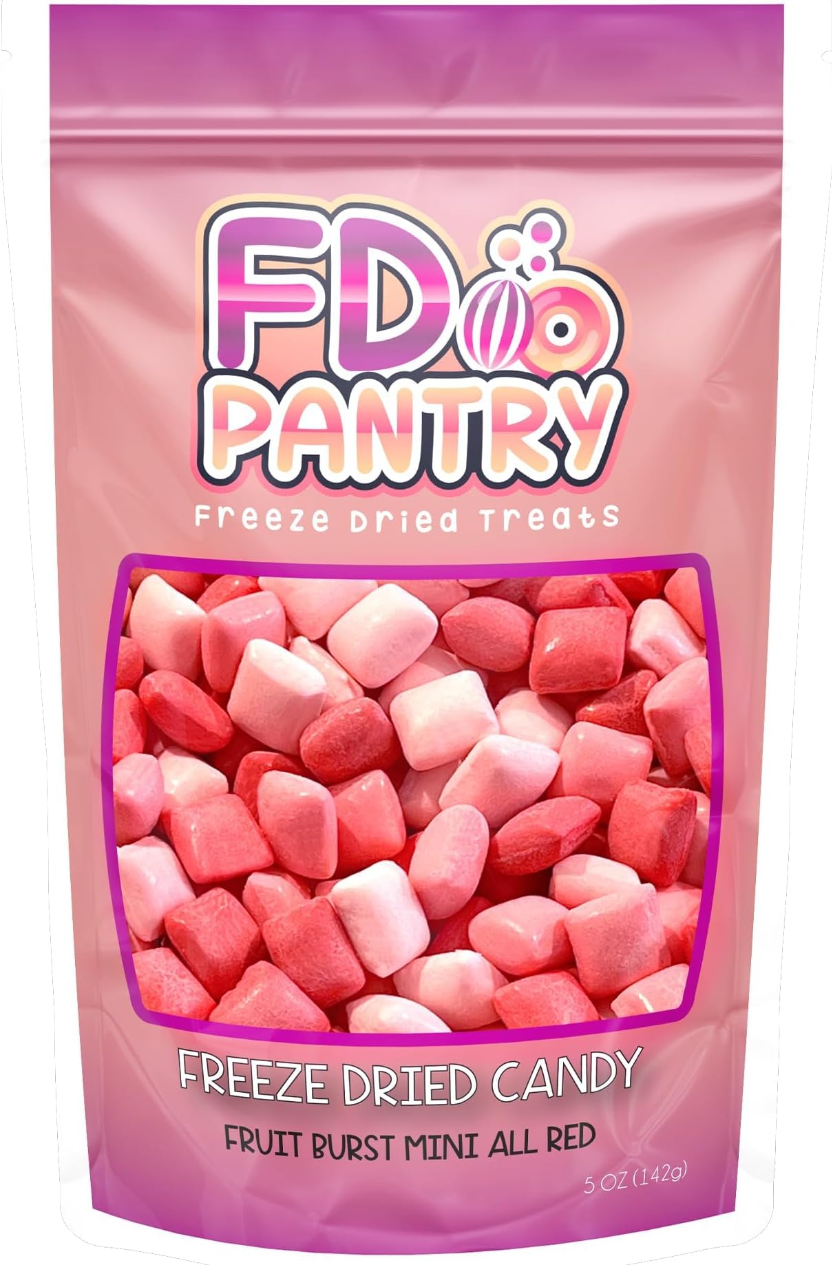 Freeze Dried Fruit Bursts Candy - Mini All Reds l Hard Candy Mix 5oz Treat Snack Gift Bag Strawberry, Fruit Punch, Watermelon, Cherry Freeze-Dried Candies