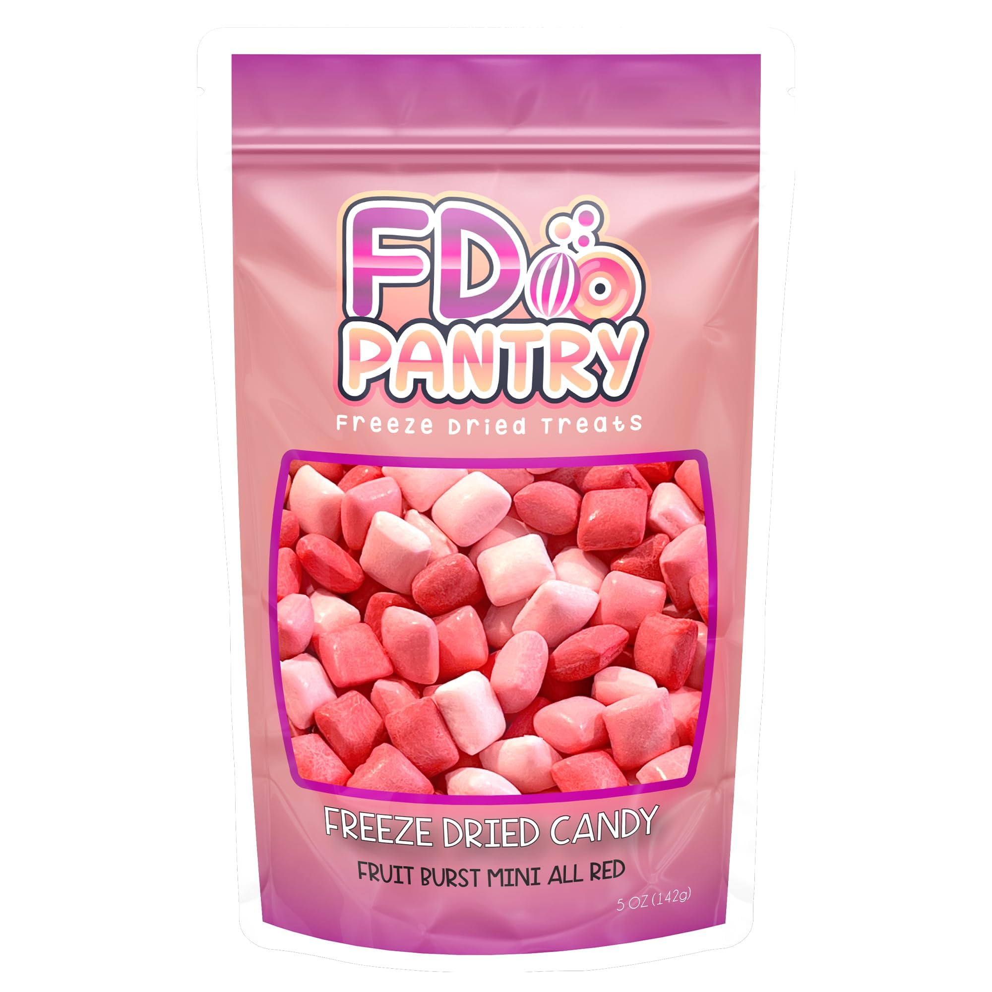 Freeze Dried Fruit Bursts Candy - Mini All Reds l Hard Candy Mix 5oz Treat Snack Gift Bag Strawberry, Fruit Punch, Watermelon, Cherry Freeze-Dried Candies
