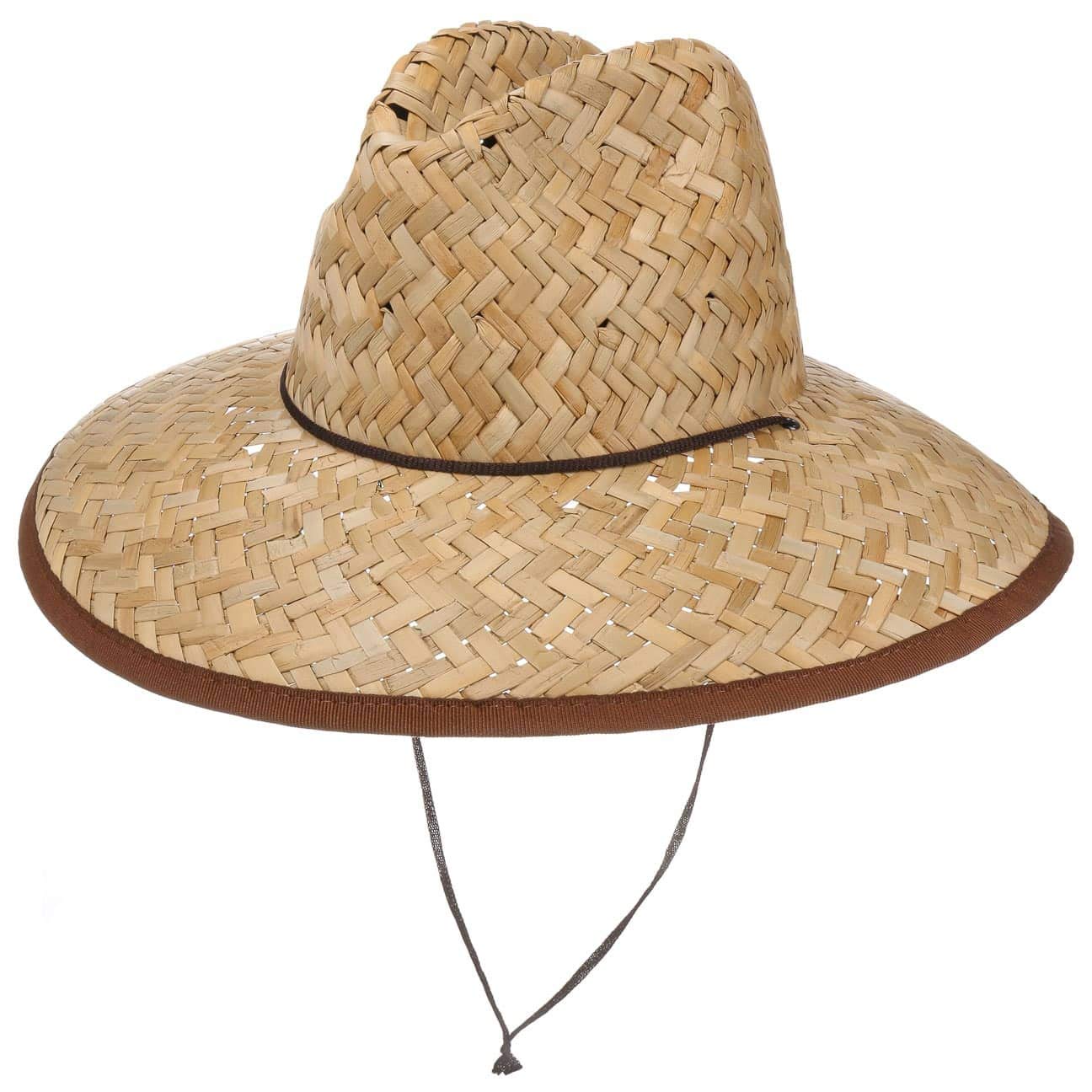 LIPODO Sombrero de Paja Lifeguard Mujer/Hombre - Made in Italy Sol Playa Viaje con Tira para el mentón, Ribete Primavera/Verano