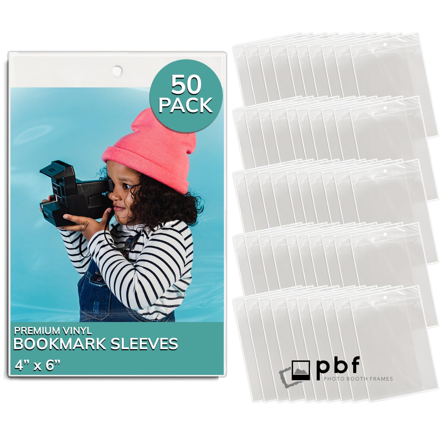 Photo Booth Frames - 50 Premium Vinyl Photo Booth Bookmark Sleeves for 4x6 Pictures