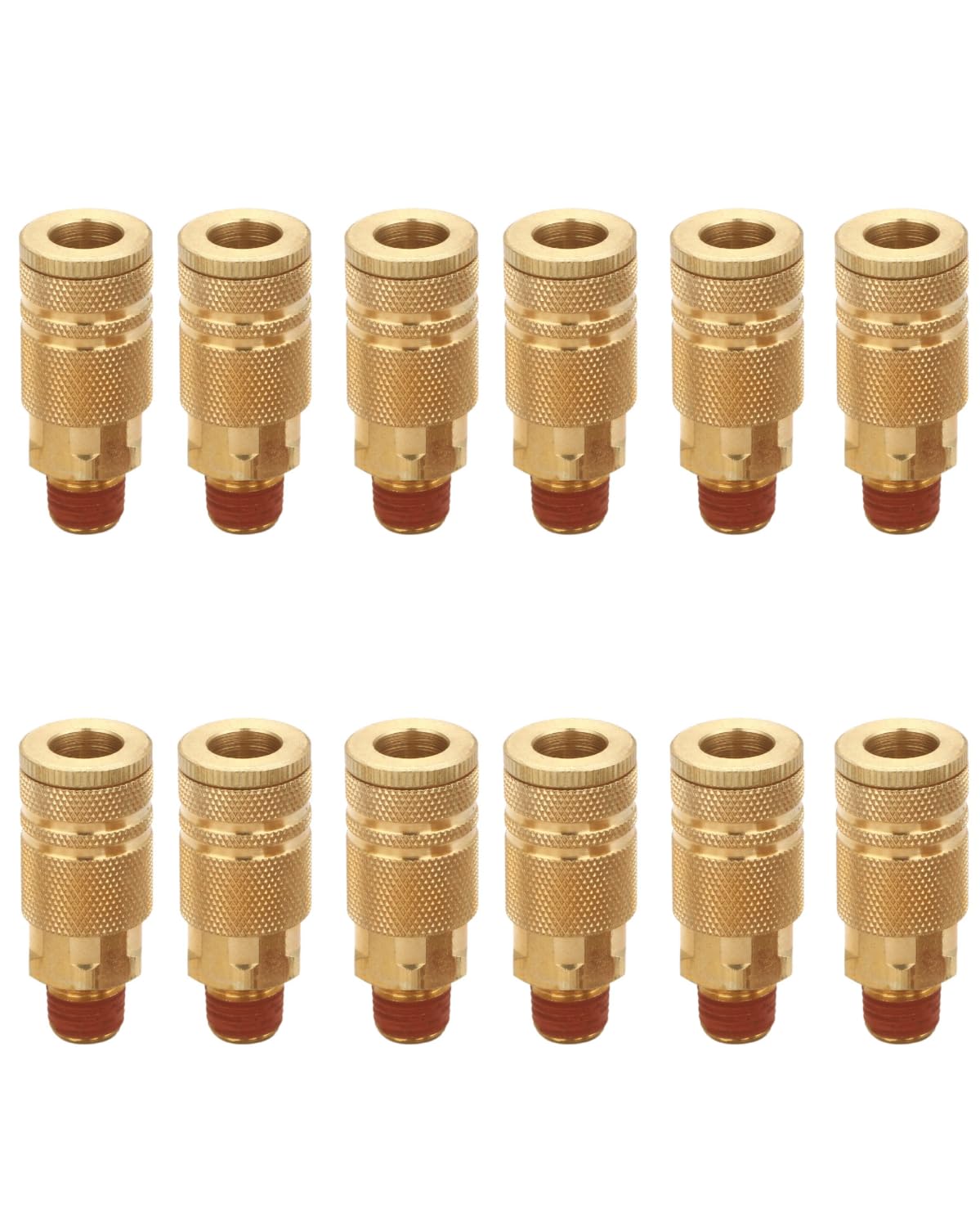 T TANYA HARDWARE 1/4 Inch Brass Male Industrial Coupler, 12 Pack 1/4 Inch Air Hose Fittings NPT Male Quick Connector Air Coupler with sealant for