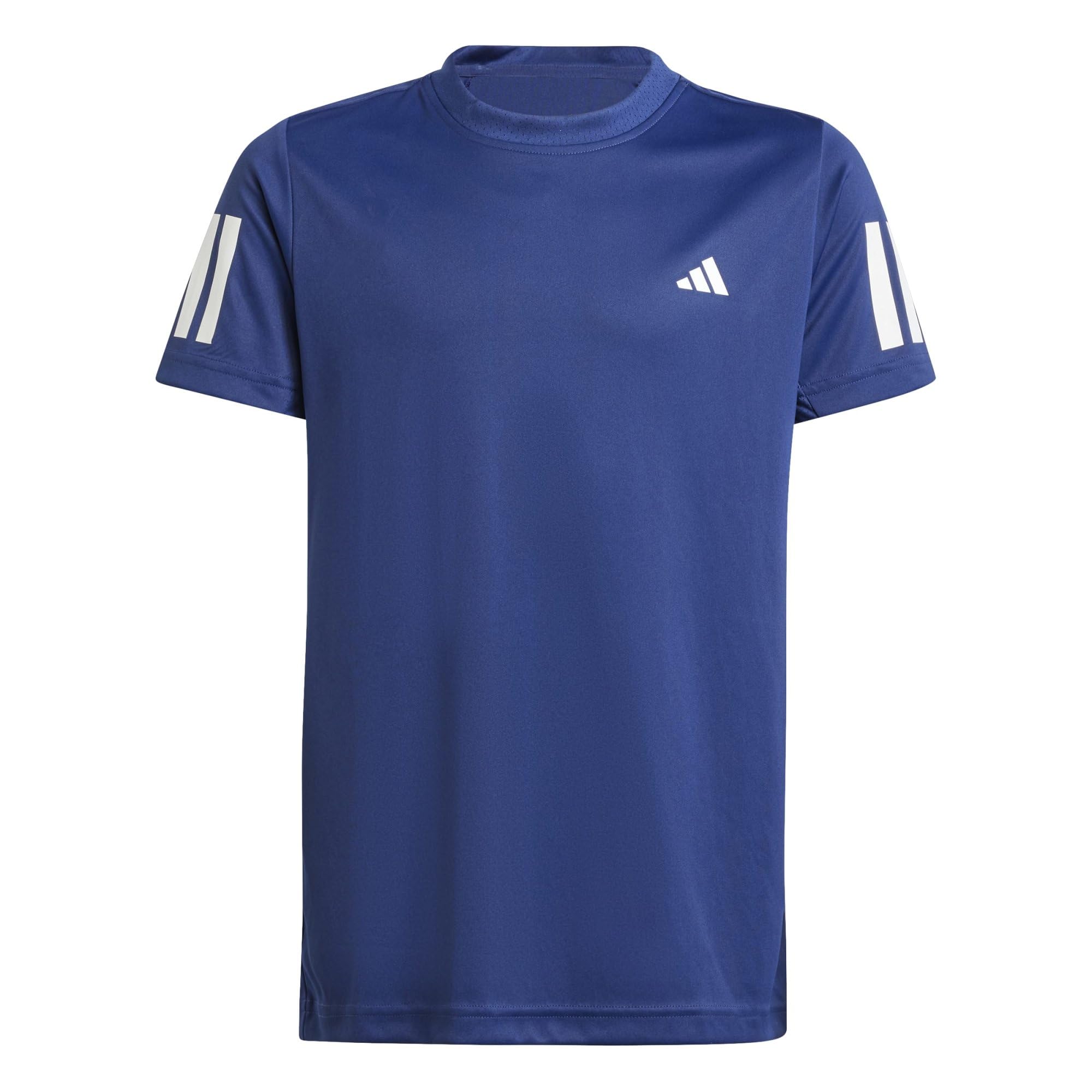 adidas Boy's Boys Club Tennis 3-Stripes Shirt, Dark Blue, 7-8 Years