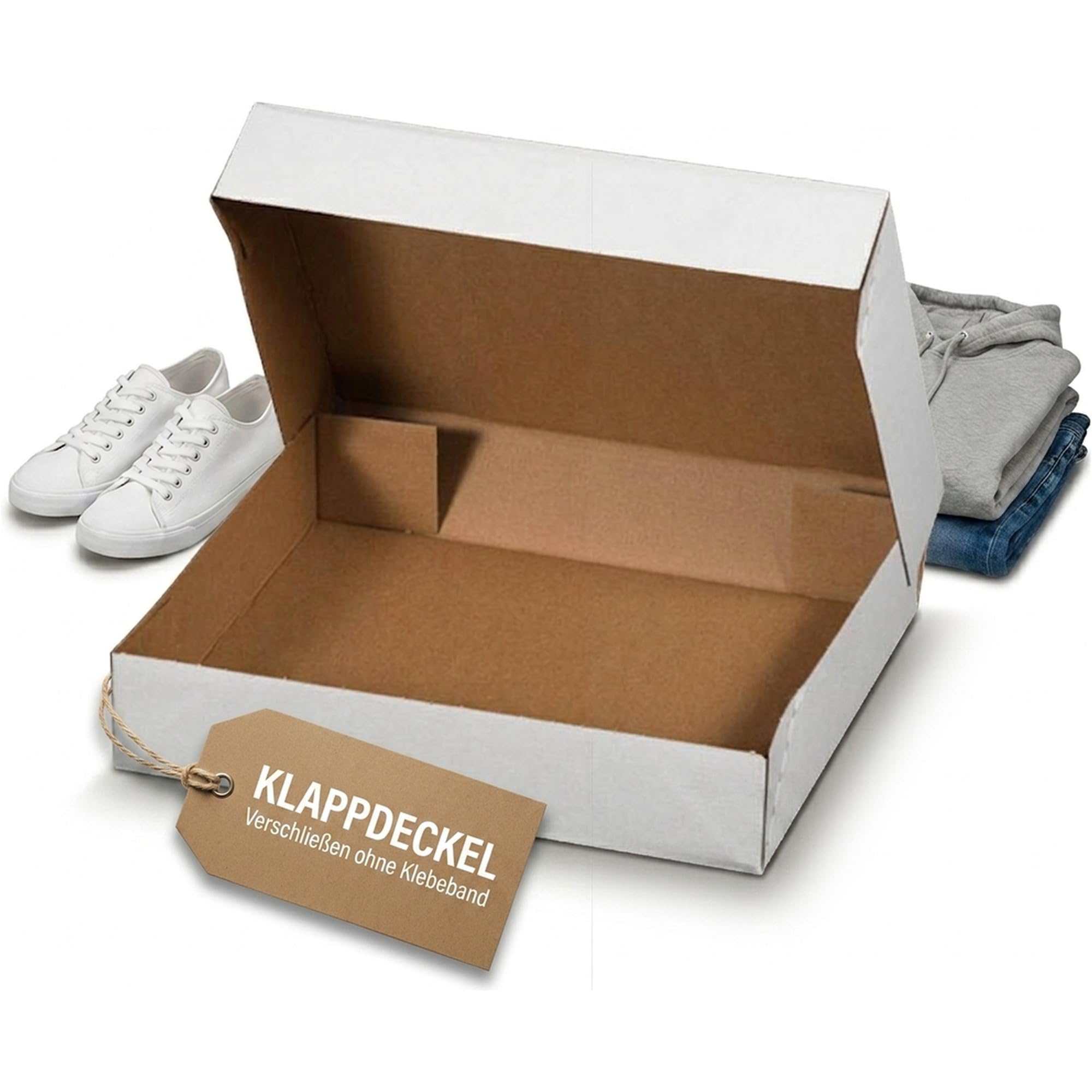 KK Verpackungen Stülpdeckelkarton 600x400x200mm | 20 Stück, Versandkarton Wellpappe | Klappdeckel, flachliegend | Textilversand, Bekleidungsversand | Faltschachtel für Onlineshop