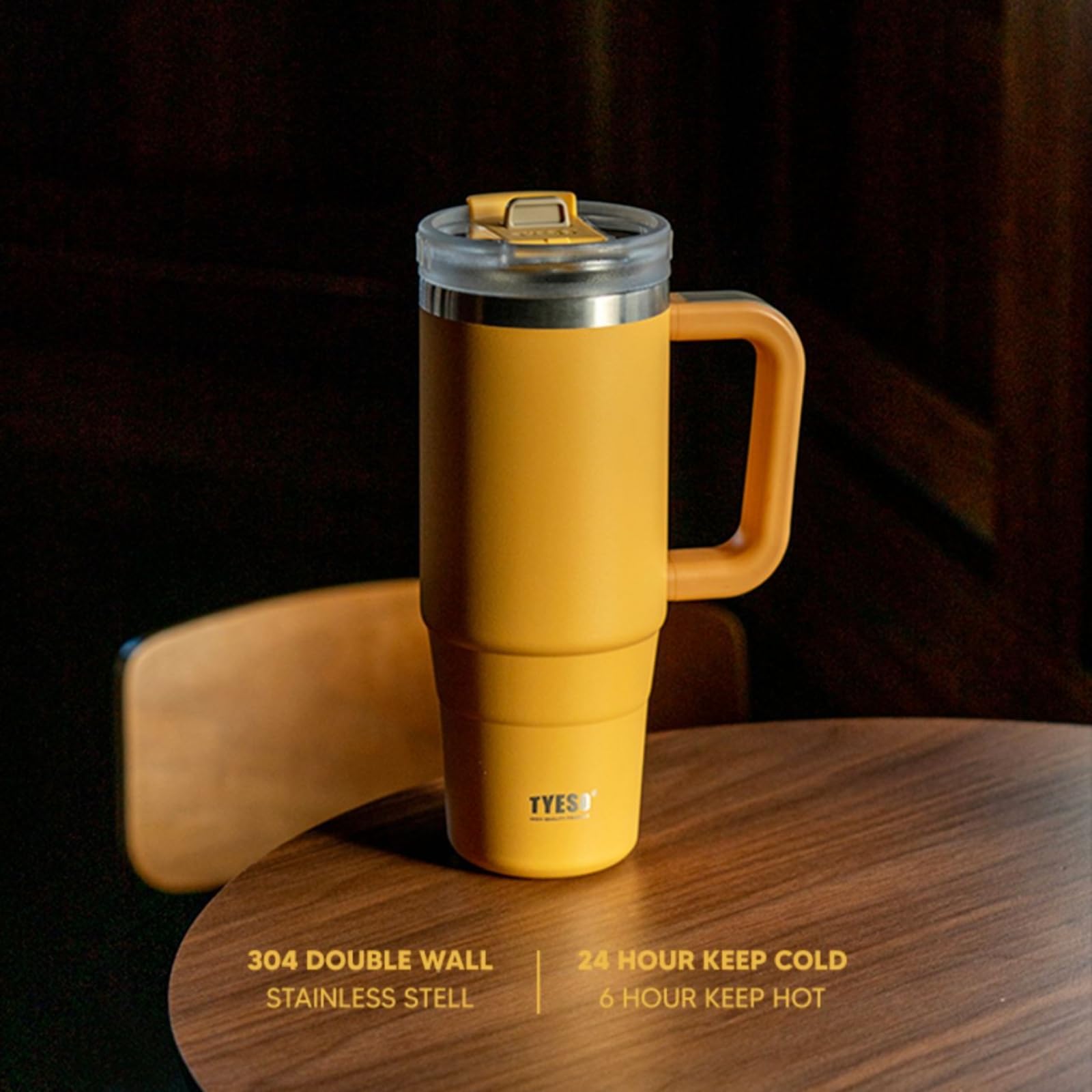 Tasse à café de voyage avec poignée, gobelet de 1200 ml avec couvercle verrouillable, bouteille d'eau isotherme en acier inoxydable avec paille, gobelet de voyage étanche et portable pour boissons