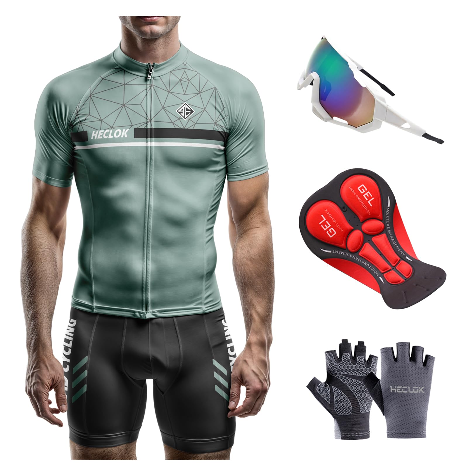 Conjuntos de Maillot Verano de Ciclismo de Manga Corta para Hombre, Camiseta y Culotte de Ciclismo Transpirables de Secado rápido, Maillot ciclismo montaña carretera