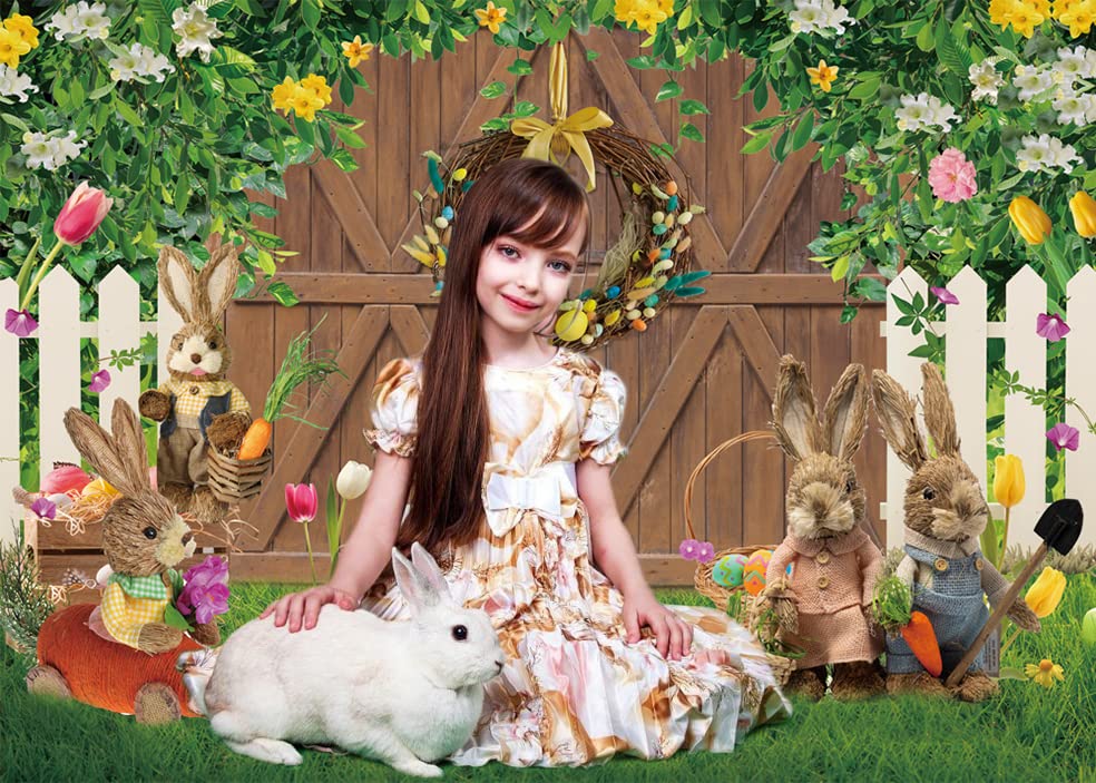 Printemps Pâques Toile De Fond Pour Photographie Fleur Maison Porte Oeuf Lapin Enfants Anniversaire Bébé Douche Fond Décor Photo Studio
