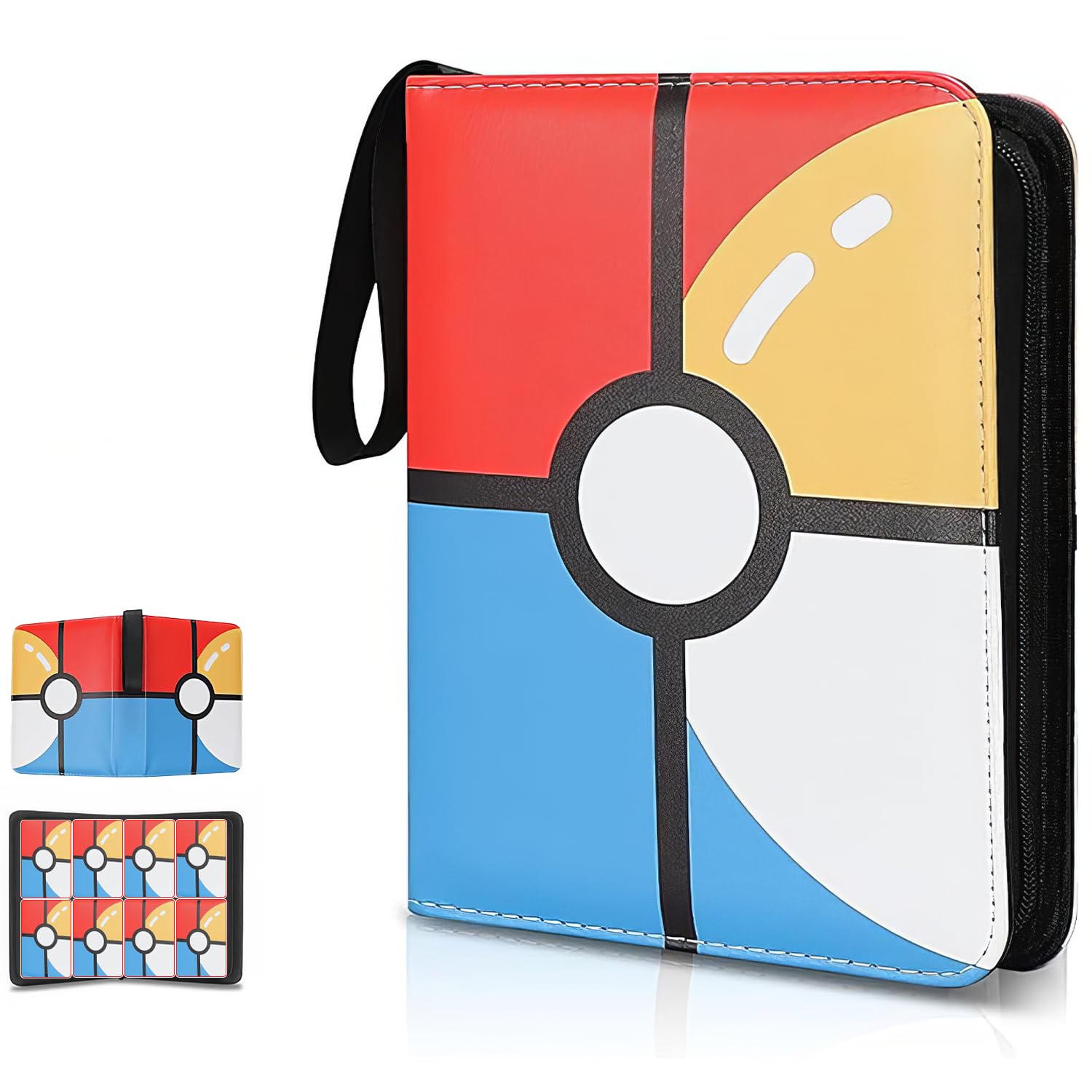 ZHUIYIWIN 4 Pocket Trading Card Binder,400 Pockets Card Binder Folder, PU Leather Card Folder Trading for MTG Sports Baseball TCG Football Basketball Cards (Four-panel, 400 Pockets)