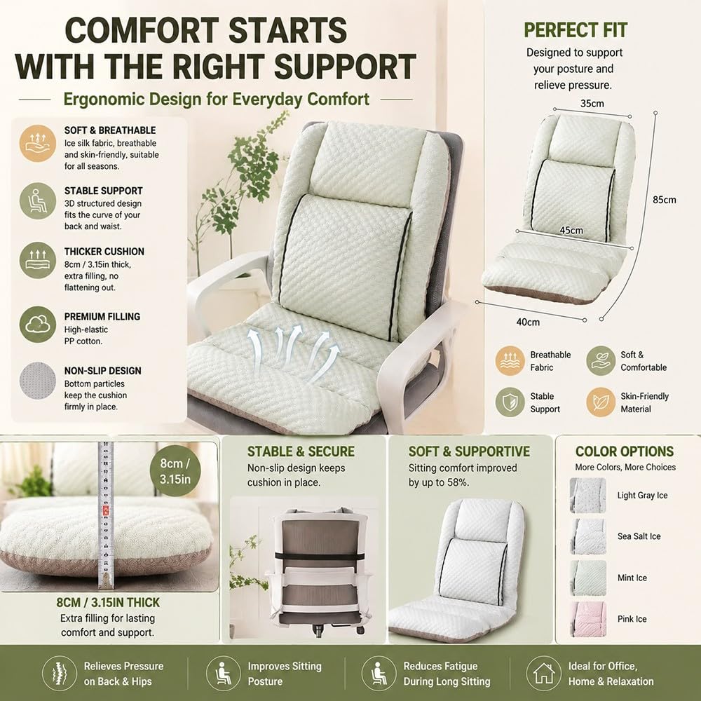 Coussin Fauteuil Roulant Anti-escarres, Coussin D’Assise Et Dossier Respirant, Set Rembourré Confortable pour Chaise Roulante, Soutien Ergonomique Hôpital,Quotidienne