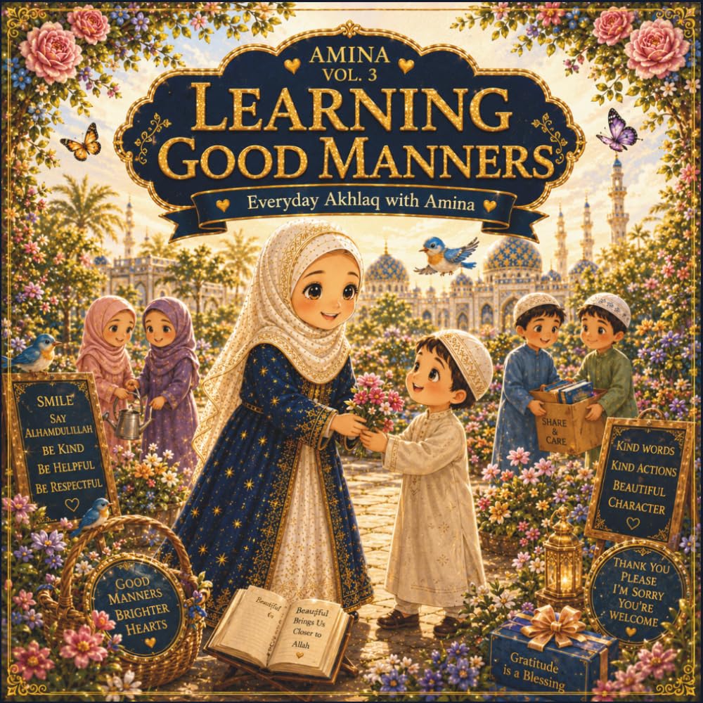 Learning Good Manners: Everyday Akhlaq with Amina: 12 Heartwarming Islamic Stories About Kindness, Respect, Gratitude, Honesty, and Good Character for Muslim Girls Ages 4–8
