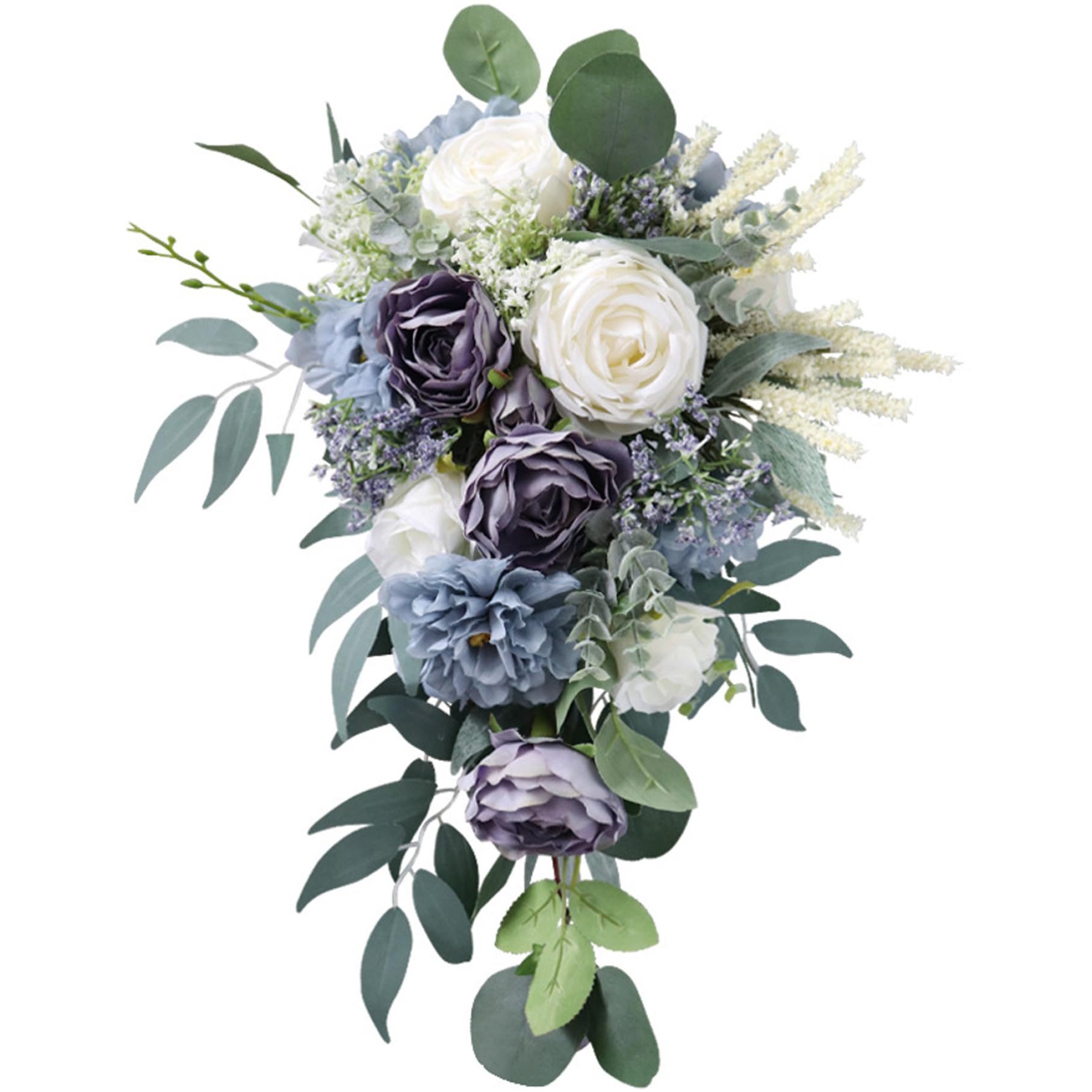 Bouquet de roses artificielles de qualité supérieure avec finitions cascade pour mariée