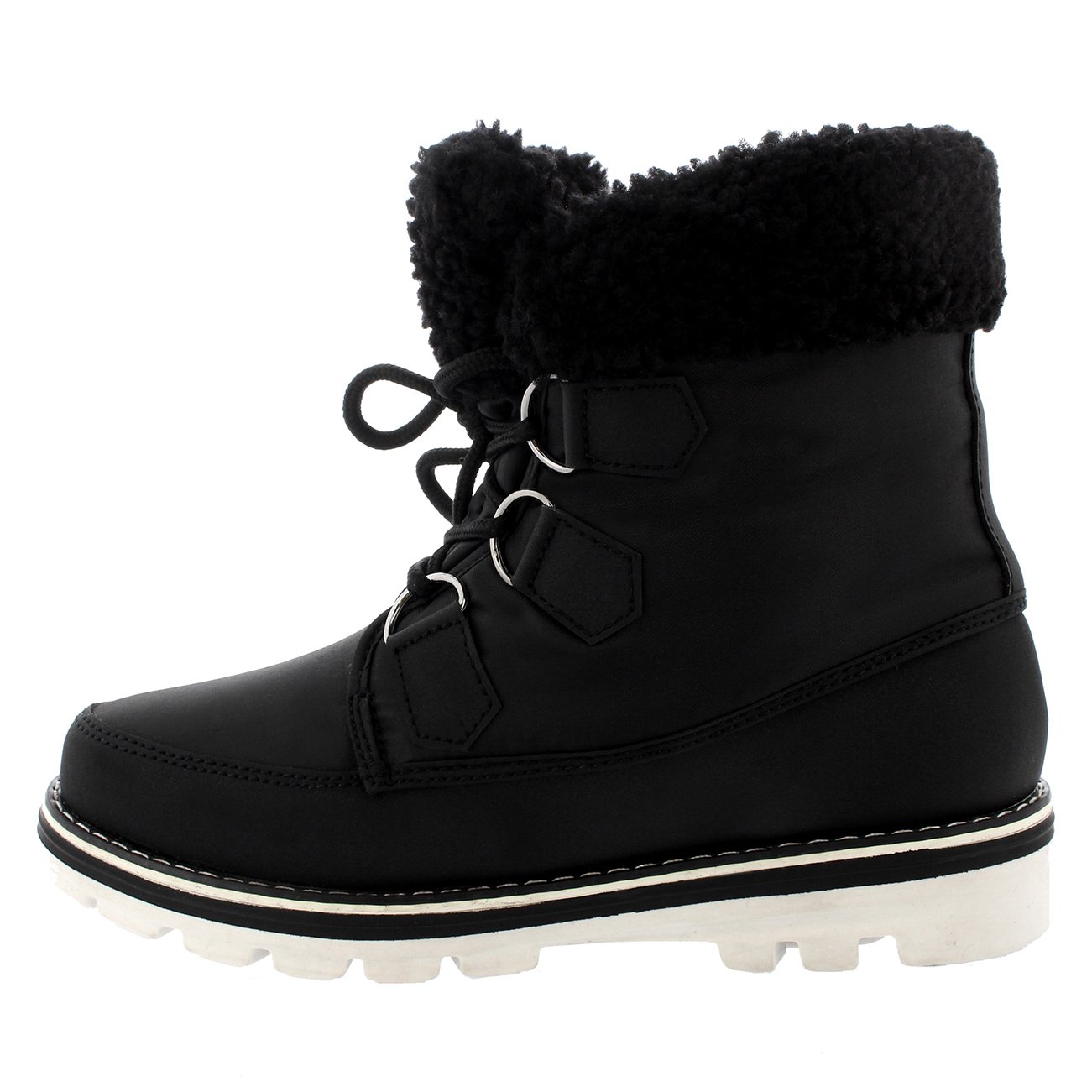 Polar Boot Womens Fleece Lined Snow Winter Waterproof Hiking Durable Ankle Boots - Black Nylon - UK10/EU43 - YC0493