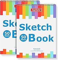 Hapikalor 9x12 Spiral Bound Sketchbook 2-Pack, 100 Sheets Acid-Free 68lb Paper for Drawing, Sketching, Kids Adults Art Supplies