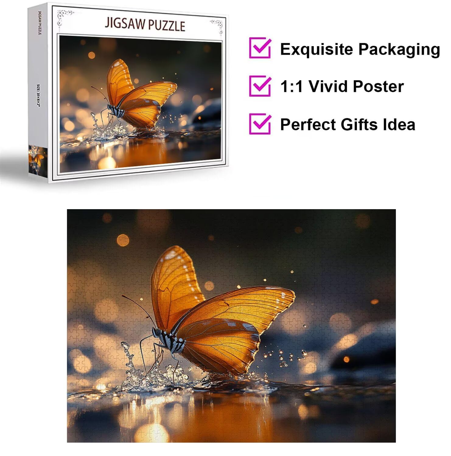 Puzzle 1500 Pezzi farfalla Puzzle Adulti, Gioco Educativo, n-264 | Jigsaw Puzzles Stagno, Impossibile Difficile Sfida, Classici Gioco Familiare, Giochi Divertenti, Idee Regalo