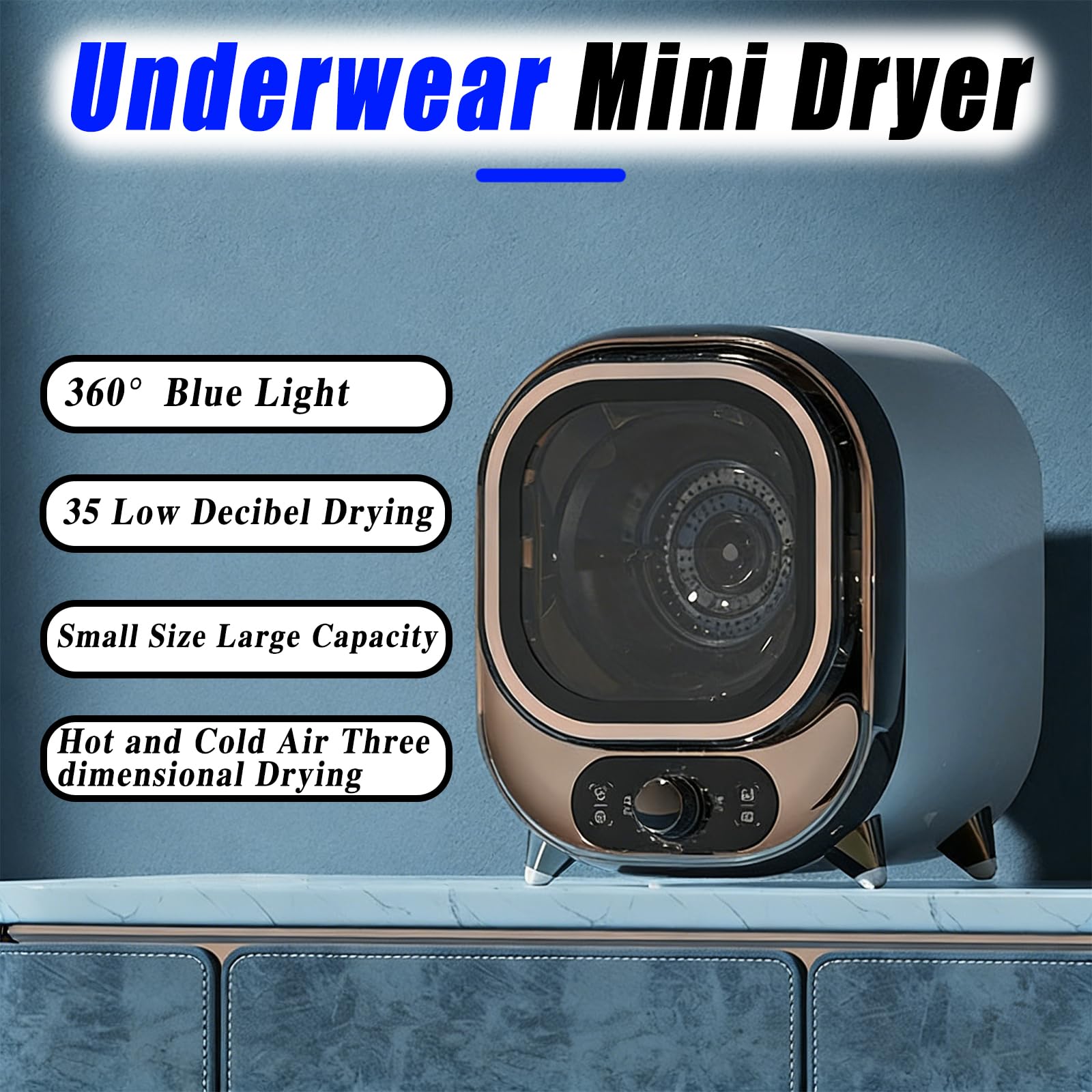 Sèche-linge à condensateur, capacité de 5 kg avec contrôle à une touche, double sonde de température, convient pour la maison et les voyages