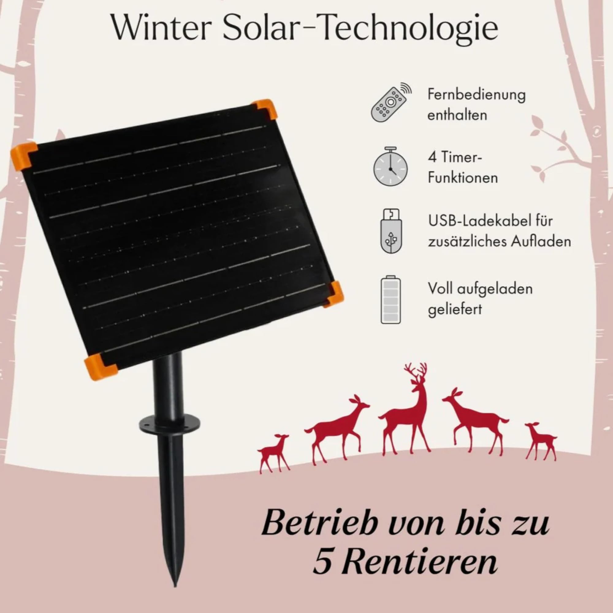 Light4fun Studley-Rattan-Hirsch aus Kunstrattan mit 190 LEDs | mit 3 Beleuchtungsmodi | solarbetrieben & Timer | Rentier Hirsch | Weihnachtsdeko | wetterfest für Garten außen | Höhe 88 cm