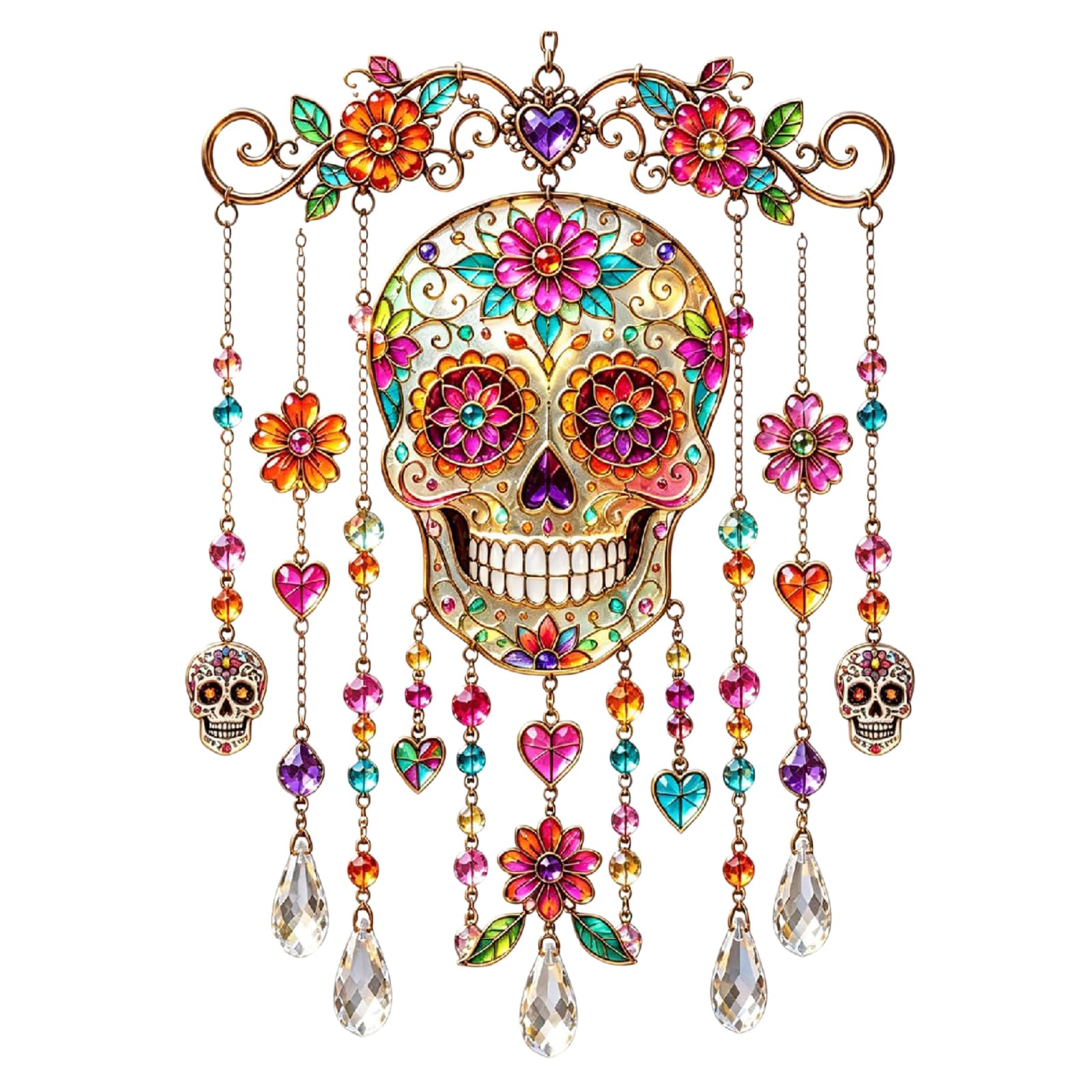 Generic Halloween Metal Suncatcher Wind Chime Bat Pumpkin Ghost(Skull)